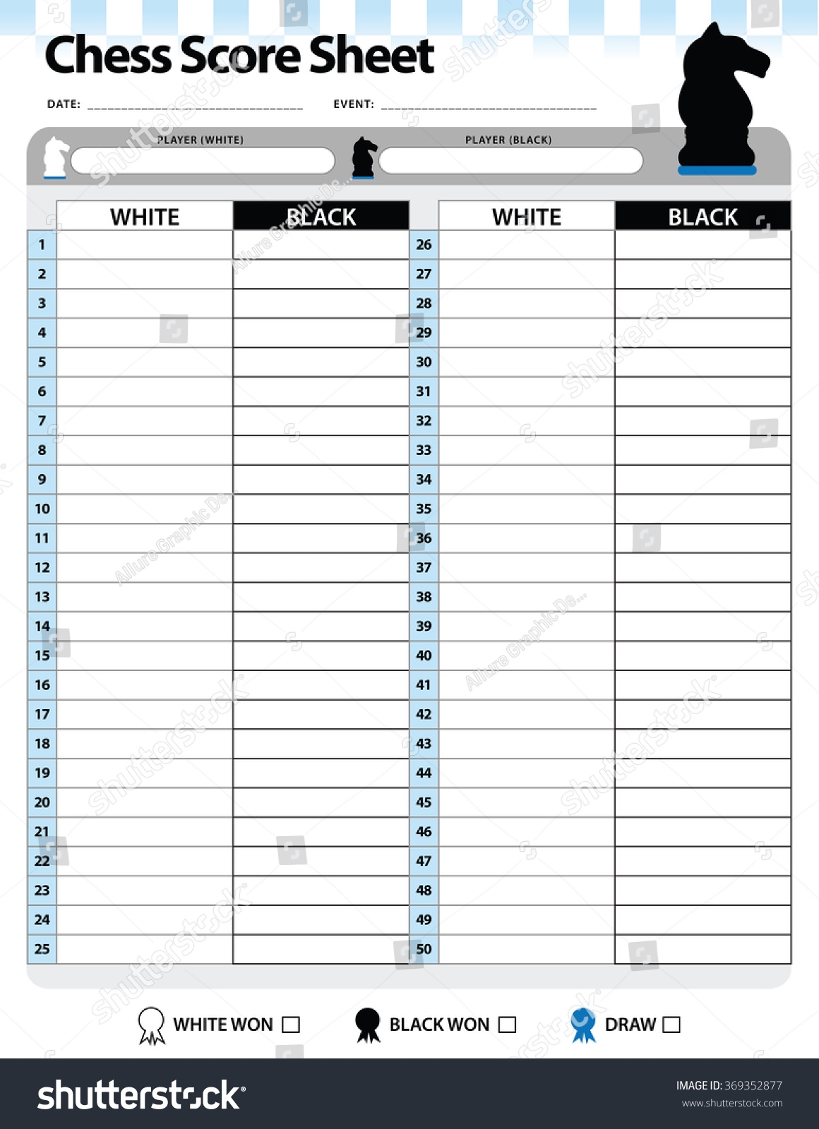 Chess Score Sheet Stock Vector Royalty Free 369352877 Shutterstock Chess Score Sheet Stock Vector Royalty Free 369352877 Shutterstock