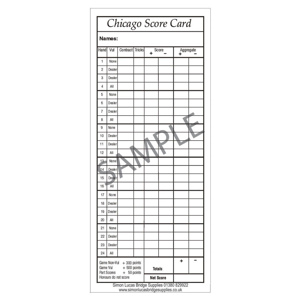 Free Printable Chicago Bridge Score Sheets