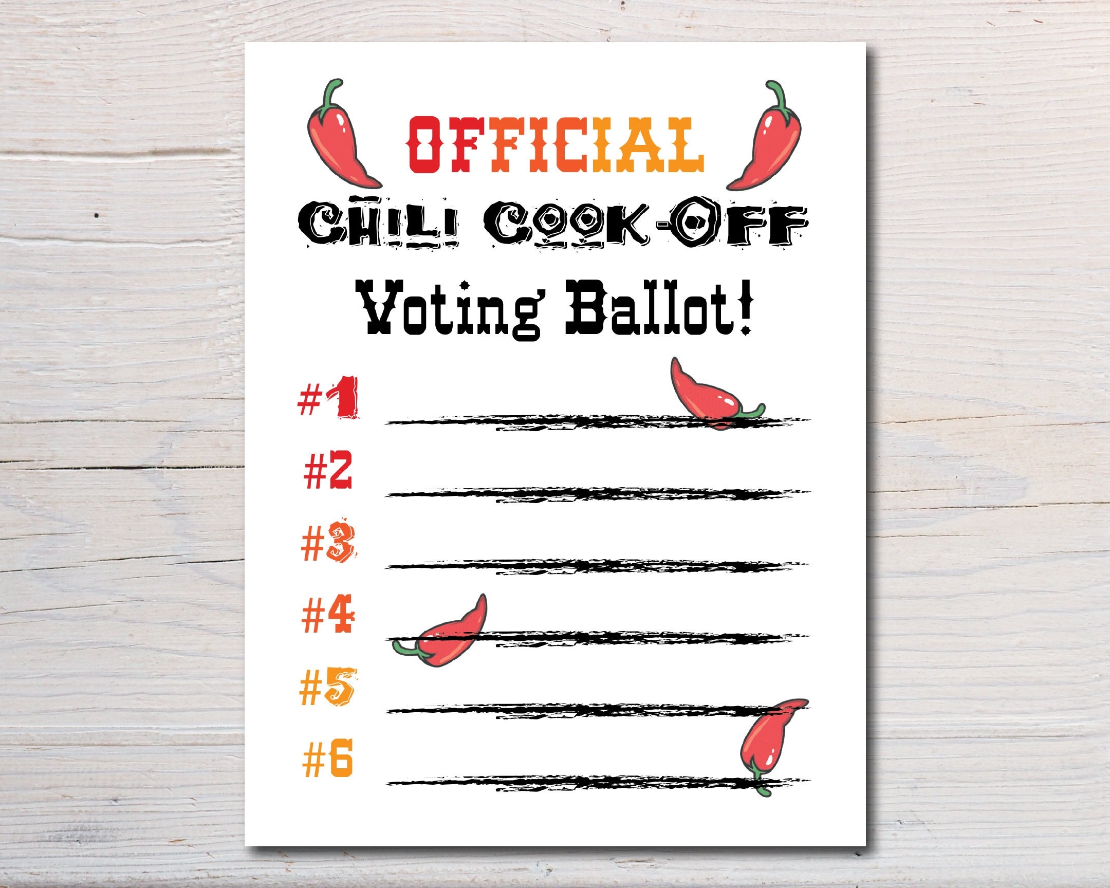 Chili Cook Off Score Sheet Template