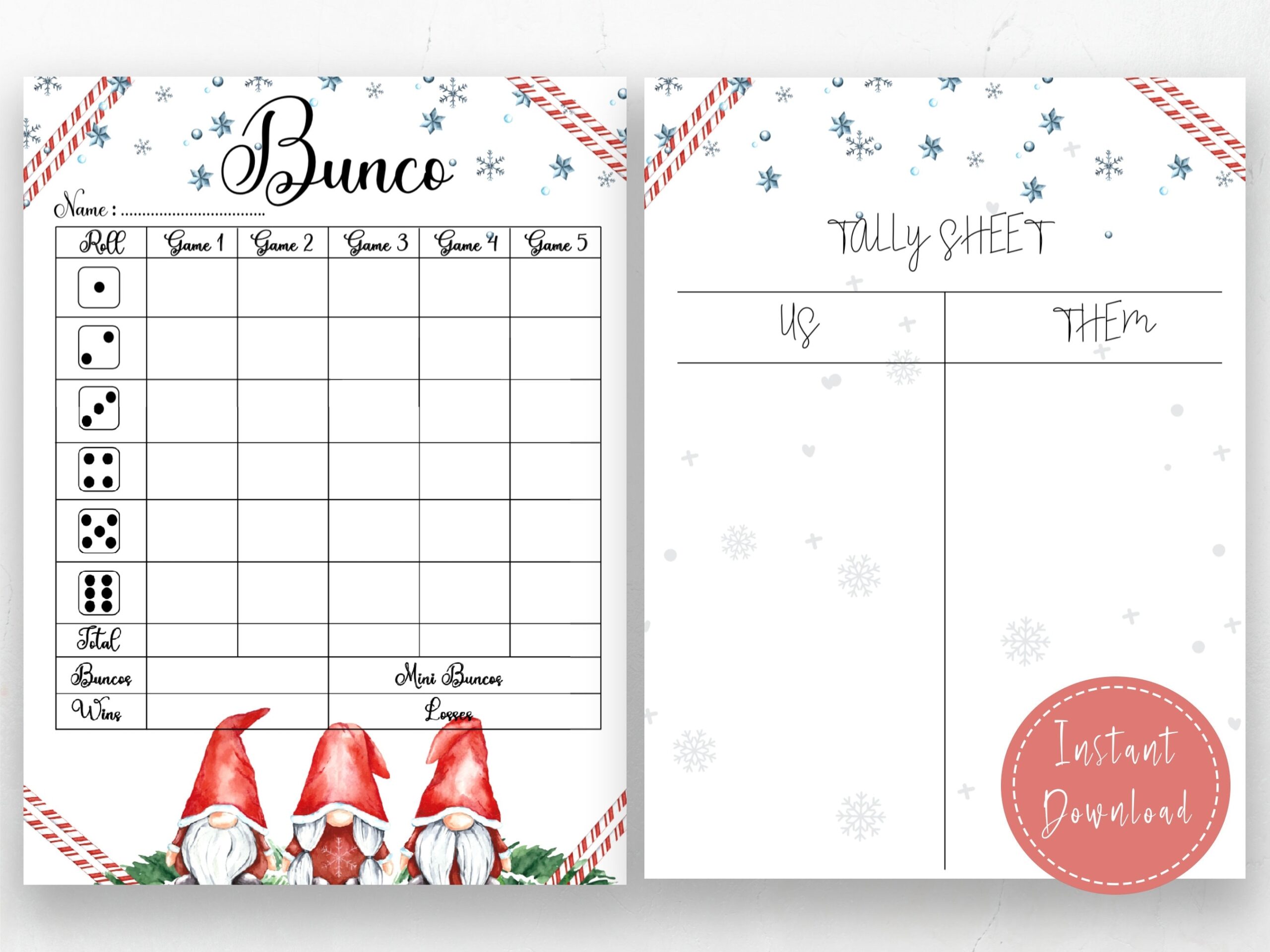 Christmas Bunco Score Card Bunco Scoresheet Bunco Score Pads Christmas Party Game PDF Download 8 5x11 Etsy
