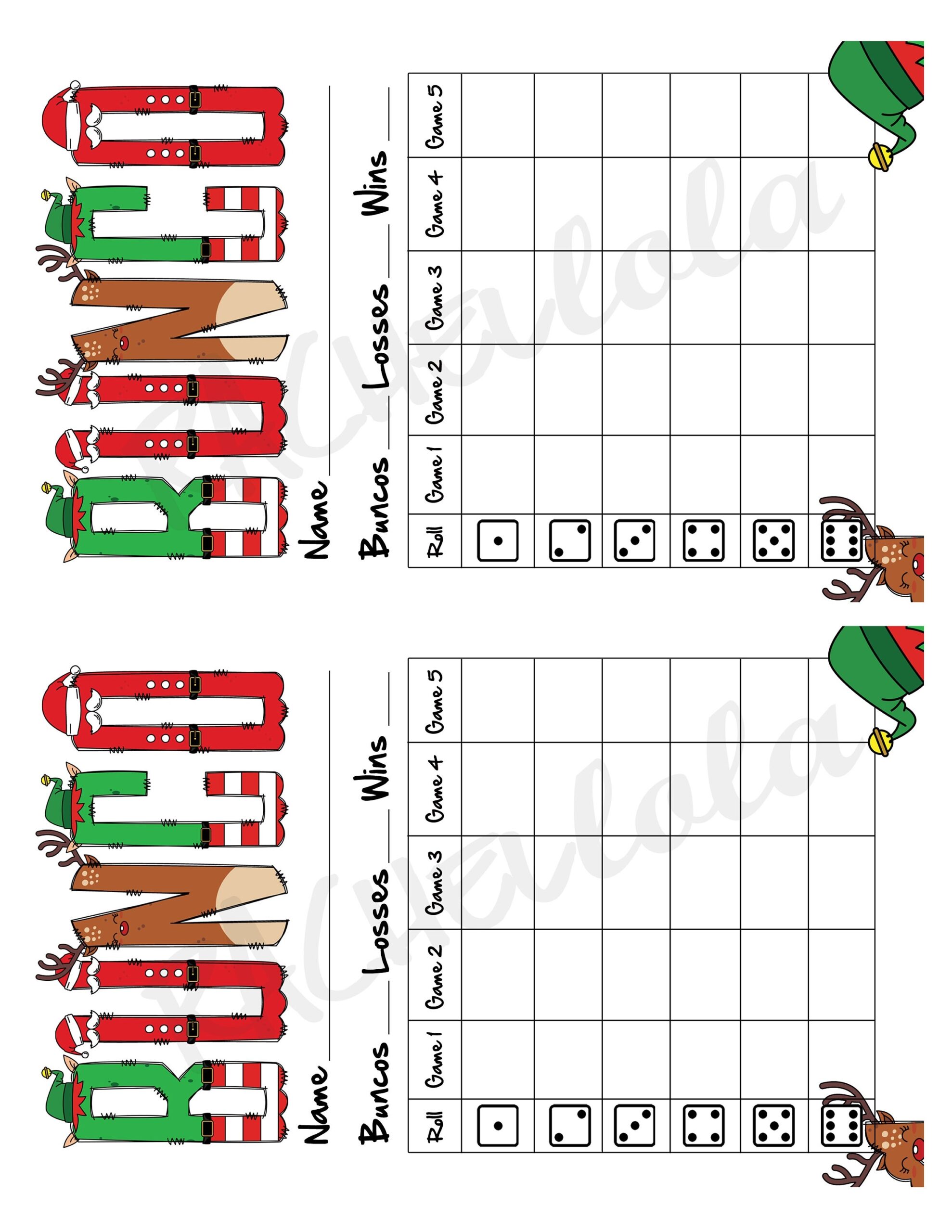 Christmas Bunco Score Card Score Sheet Fun Santa Bunko Party Christmas Bunco Score Card Score Sheet Fun Santa Bunko Party