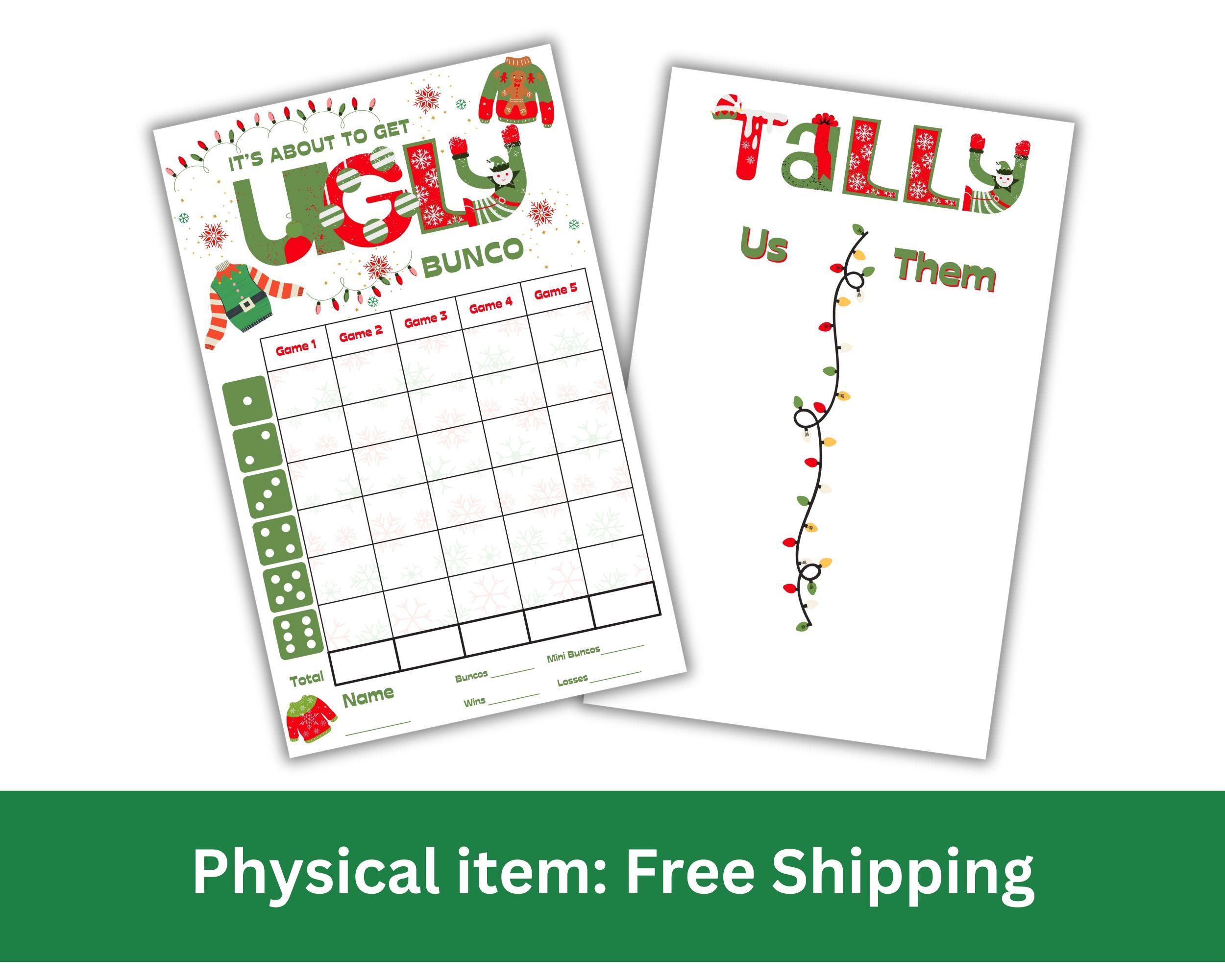 Christmas Bunco Score Sheets Ugly Sweater Bunco Score Cards 