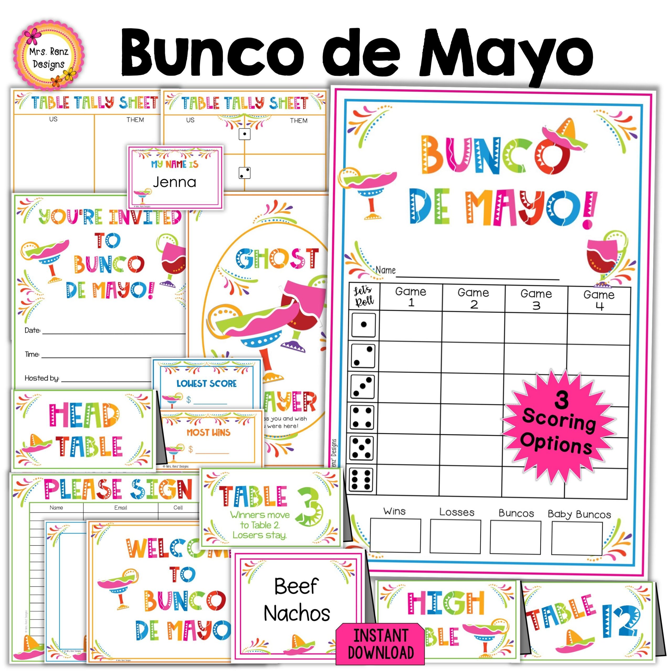Cinco De Mayo Bunco Bundle Fiesta Bunco Score Sheets Tally Sheets Cinco De Mayo Bunco Bundle Fiesta Bunco Score Sheets Tally Sheets