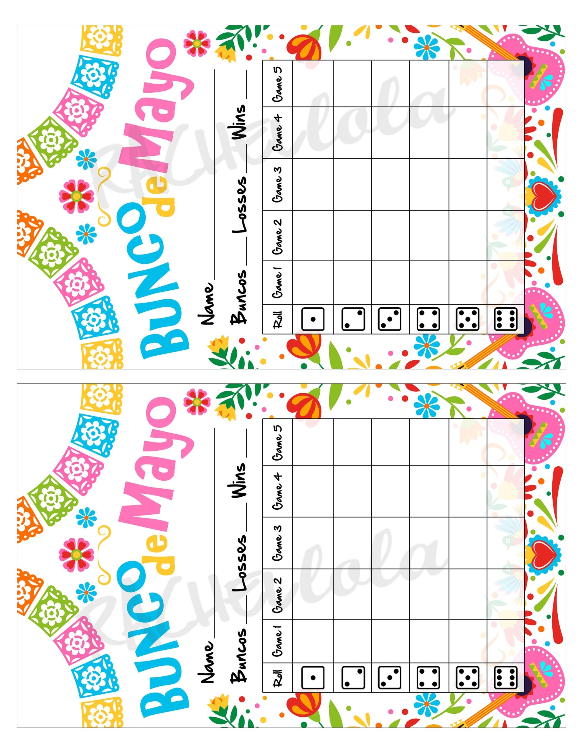 Bunco Cinco De Mayo Score Sheets Bunco Cinco De Mayo Score Sheets