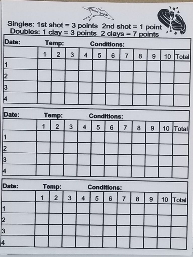 Clay Shooting Score Sheet PDF Etsy Australia