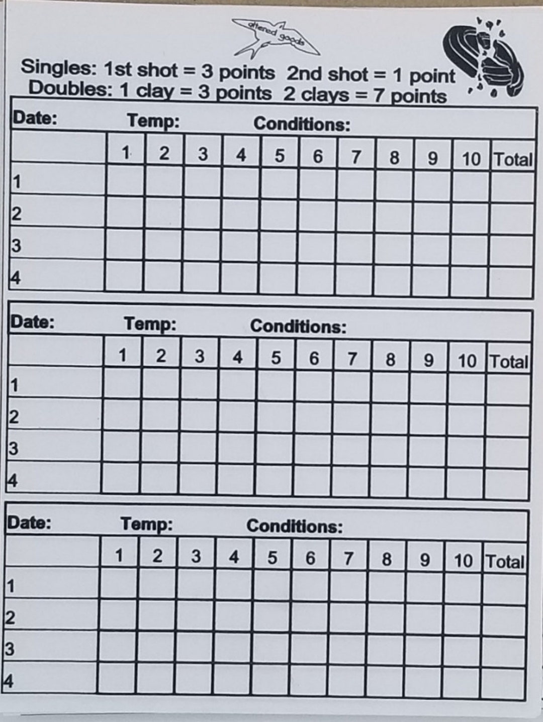 Clay Shooting Score Sheet PDF Etsy Australia