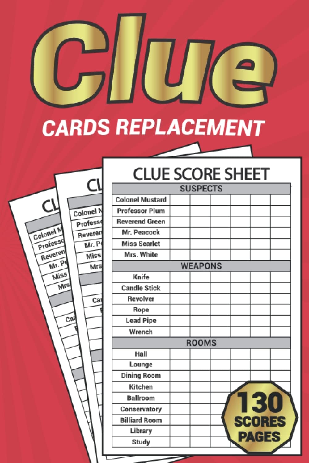 Clue Cards Replacement Score Sheets Refills For Clue Board Game Detective Answer Pads Scorebook With 130 Pages Extra Small Size 6x9 Inches Book Clue Cards Replacement Score Sheets Refills For Clue Board Game Detective Answer Pads Scorebook With 130 Pages Extra Small Size 6x9 Inches Book