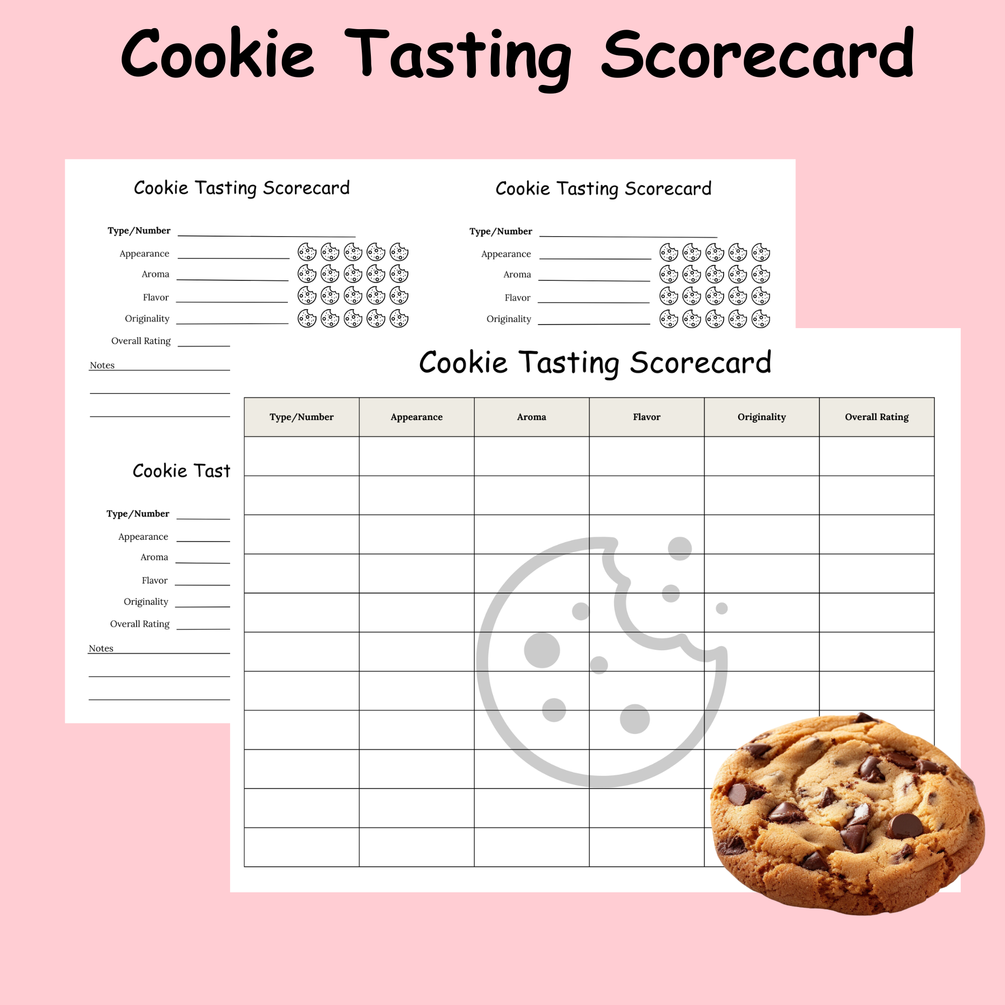 Cookie Tasting Scorecard Cookie Contest Cookie Competition Cookie Tasting Scorecard Cookie Contest Cookie Competition