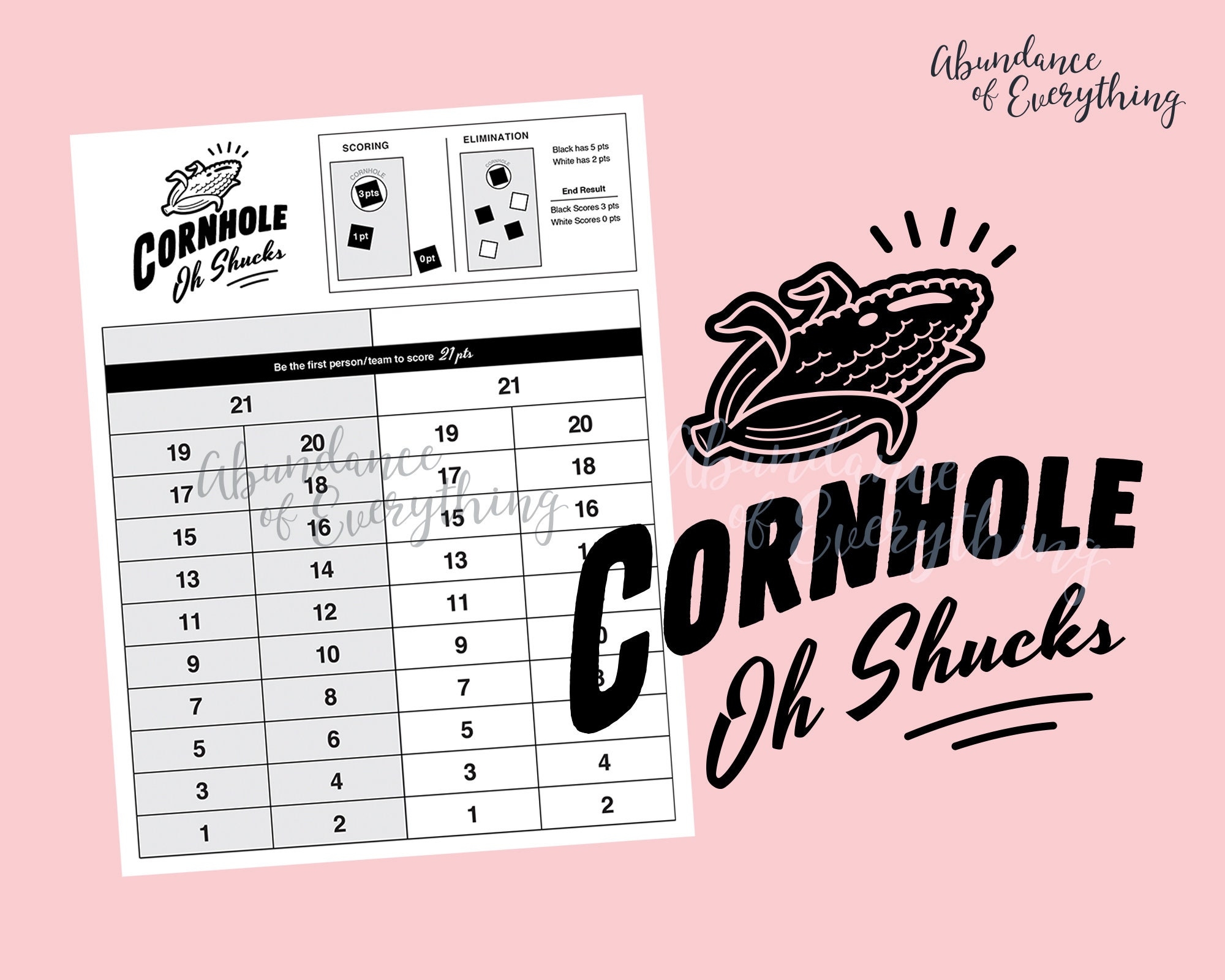 Cornhole oh Shucks Digital Cut File U0026 PDF Score Card Score 