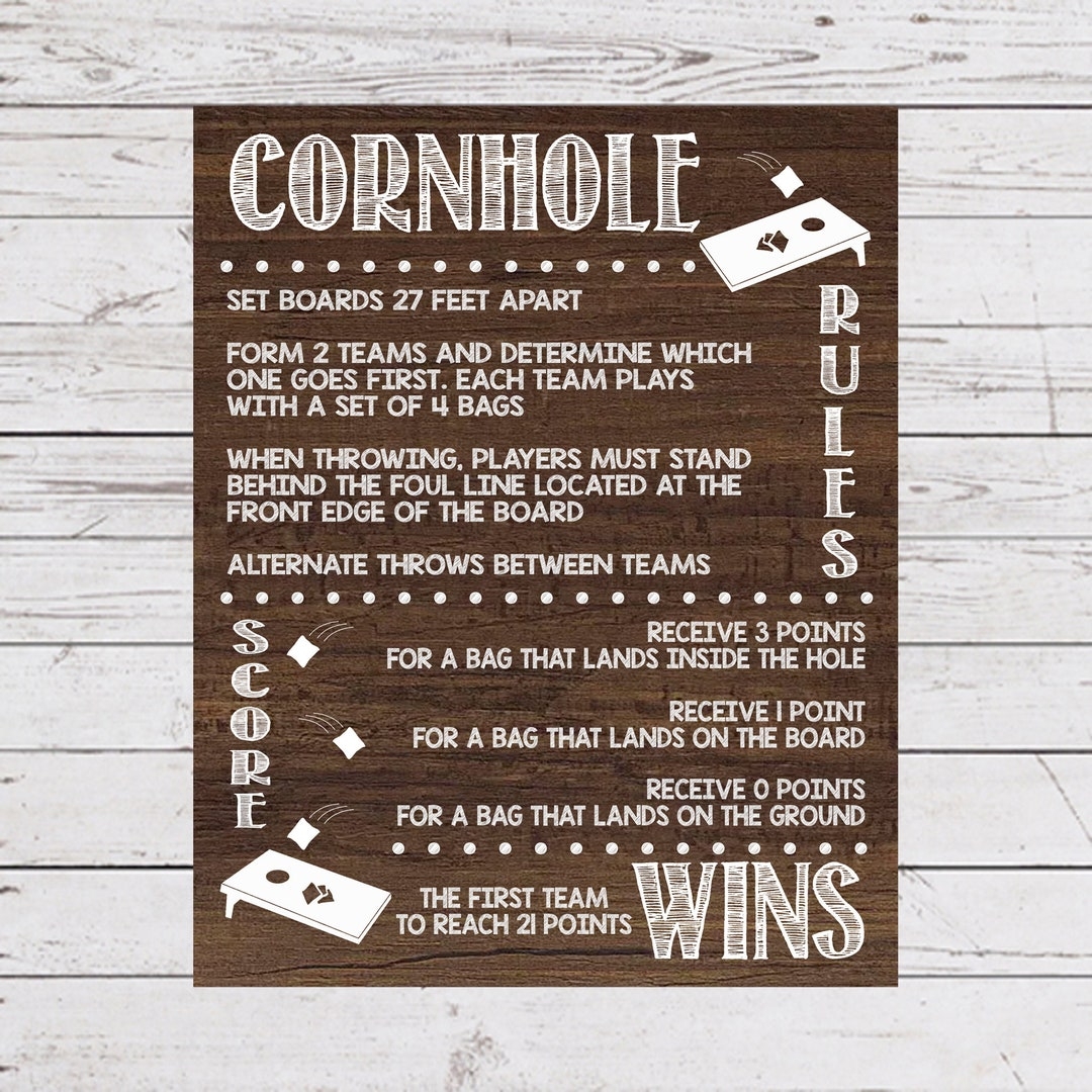 Cornhole Rules Bean Bag Toss Rules Yard Games Outdoor Party Games Wedding Lawn Games Backyard Games Cornhole Instructions Etsy