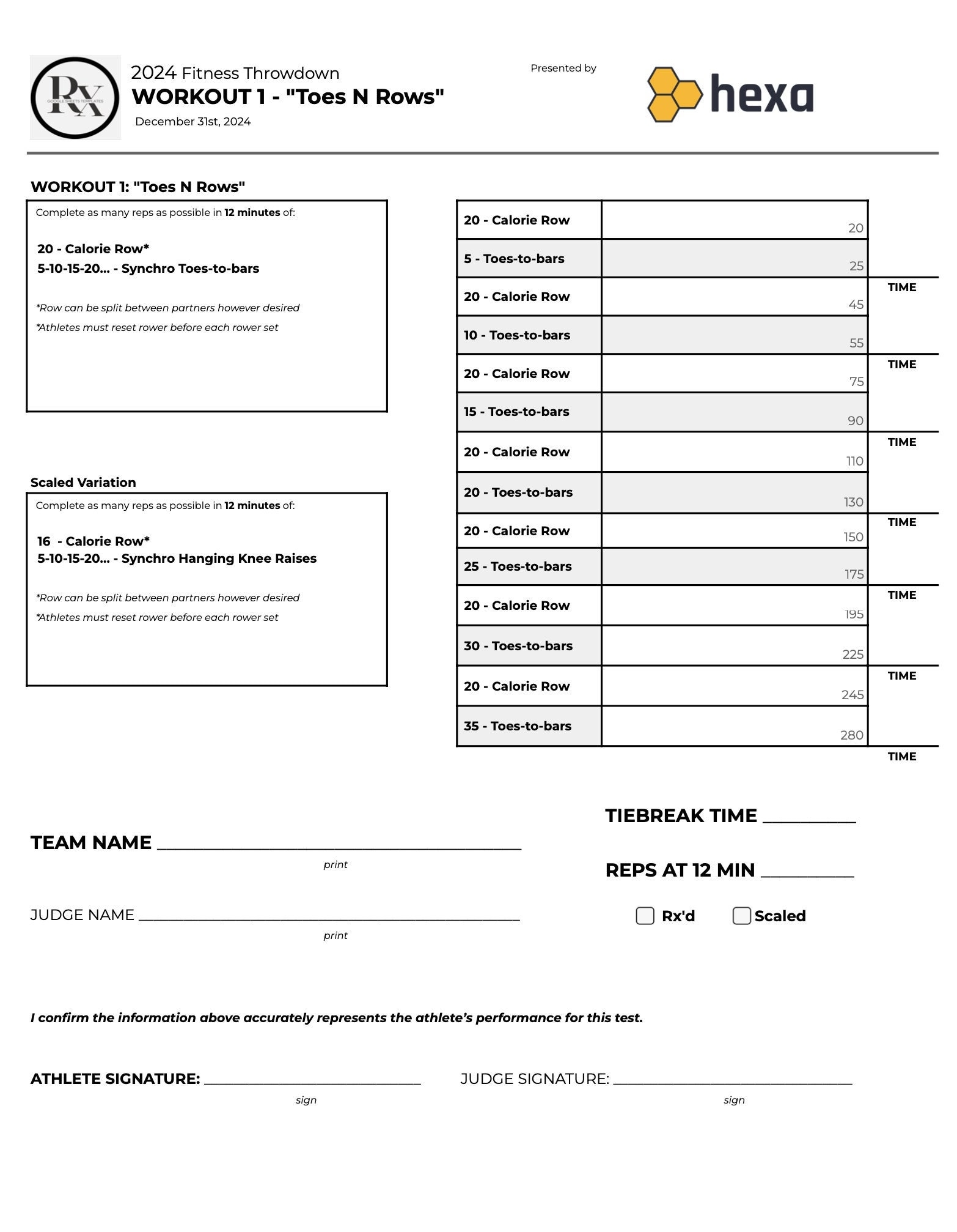 Crossfit Open Style Scorecard Google Sheet Template Etsy