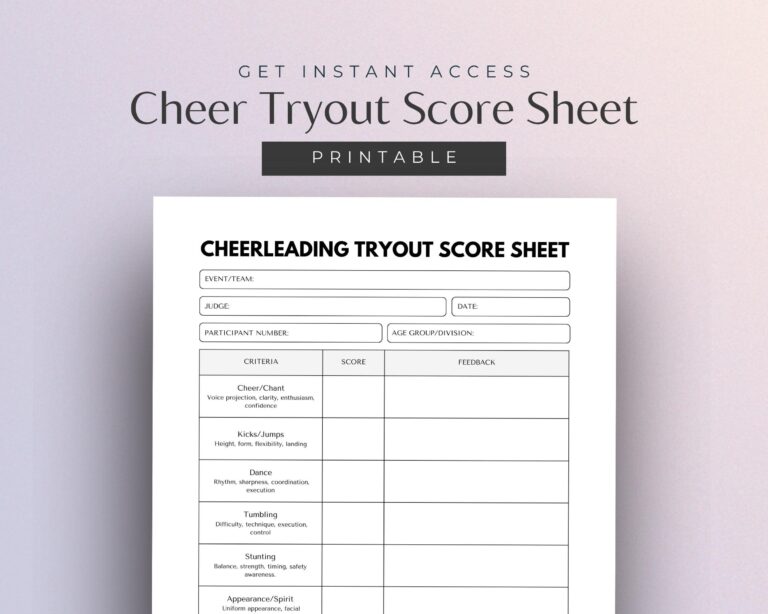 Dance Tryouts Score Sheet Etsy