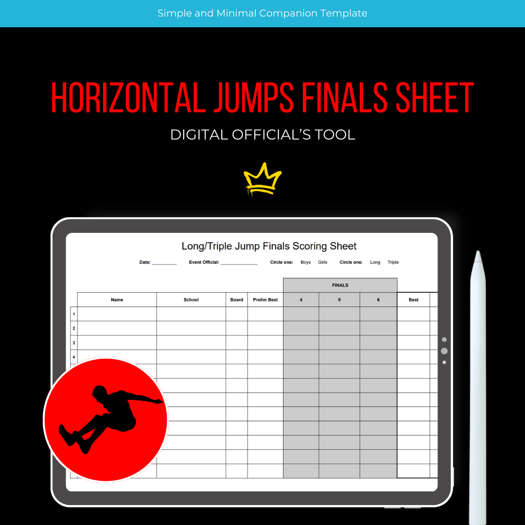 Digital Download Custom 6 Jump Final Scoring Sheet