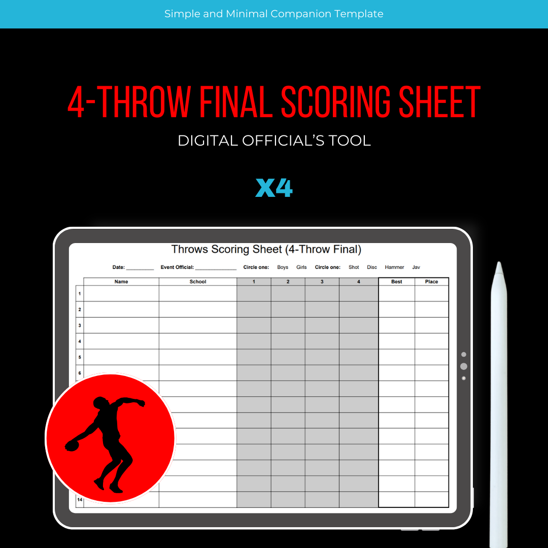 Digital Download Custom 6 Throw Final Meet Scoring Sheet