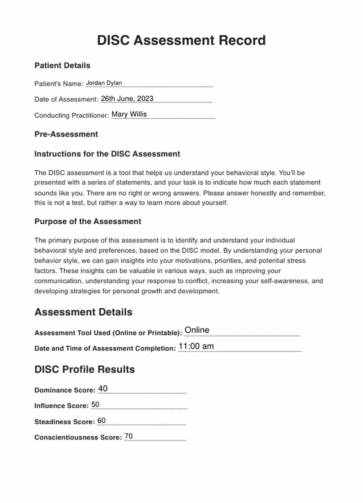 DISC Assessment U0026 Example Free PDF Download