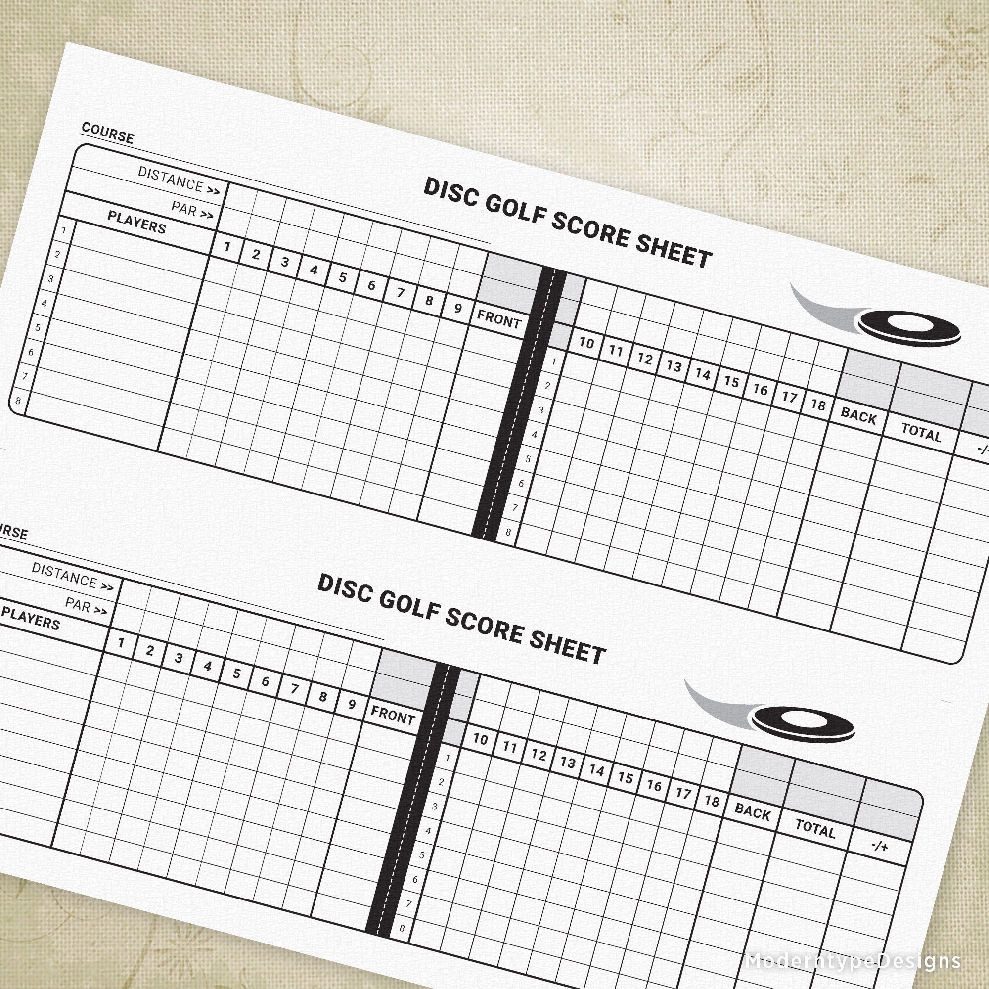 Disc Golf Score Sheet Printable Flying Frolf Back Nine Front Scorecard Scoring Game Planner Digital File Instant Download Gam018 Etsy UK