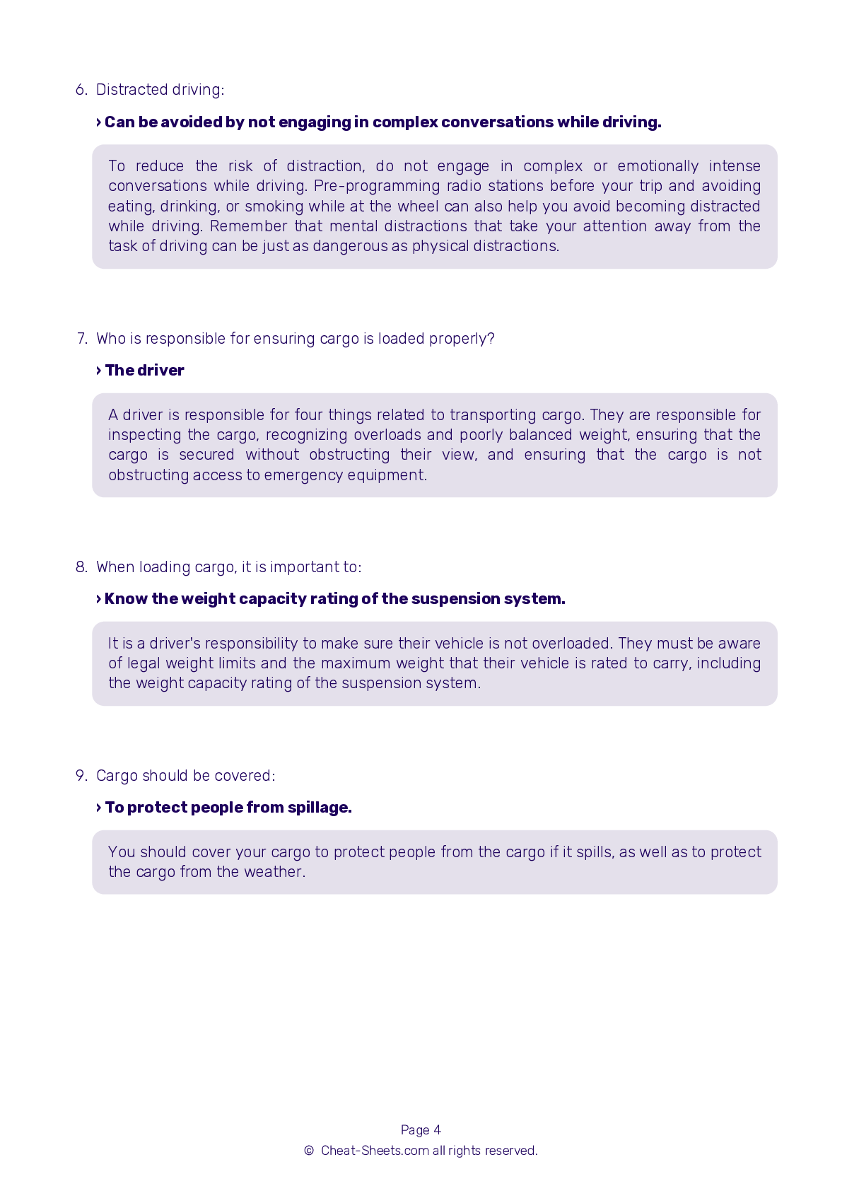 DMV Test Cheat Sheet Georgia