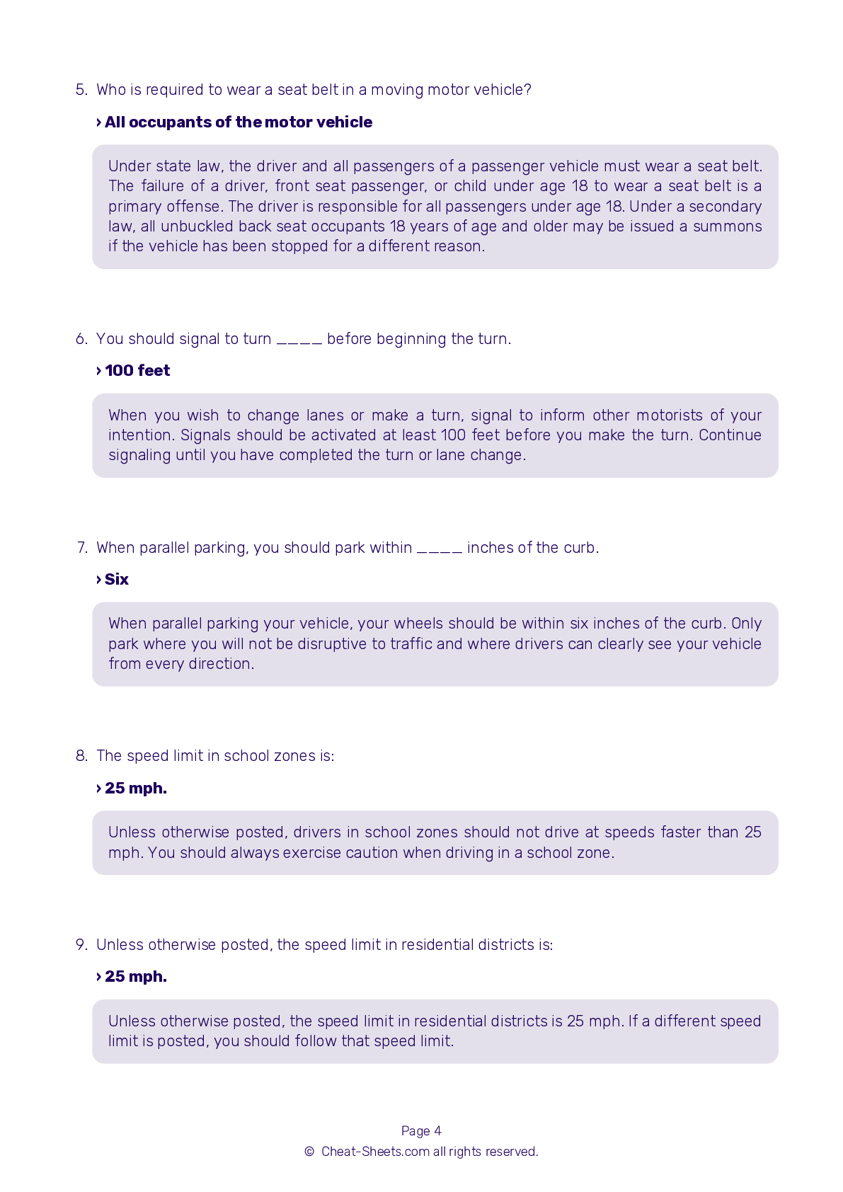 DMV Test Cheat Sheet New Jersey DMV Test Cheat Sheet New Jersey