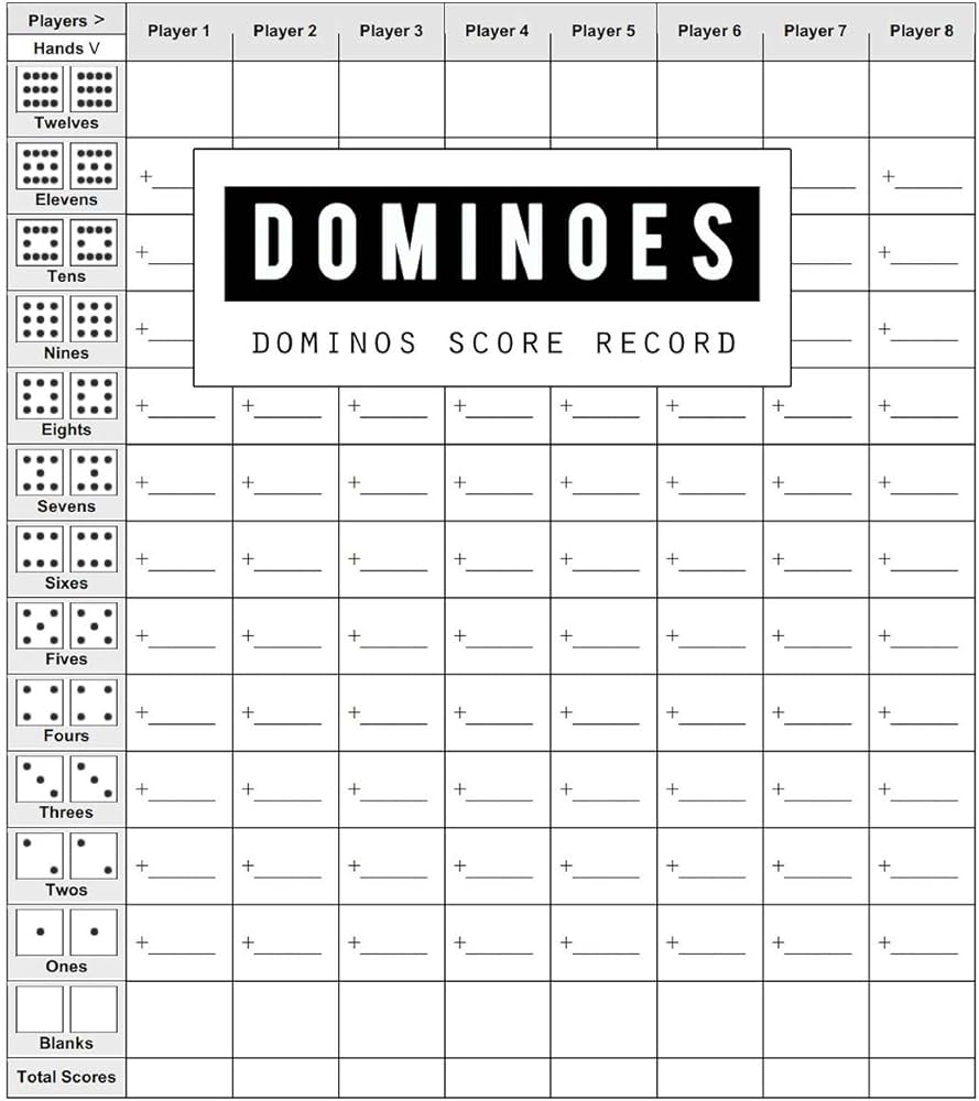 Printable Domino Score Sheets Printable Domino Score Sheets