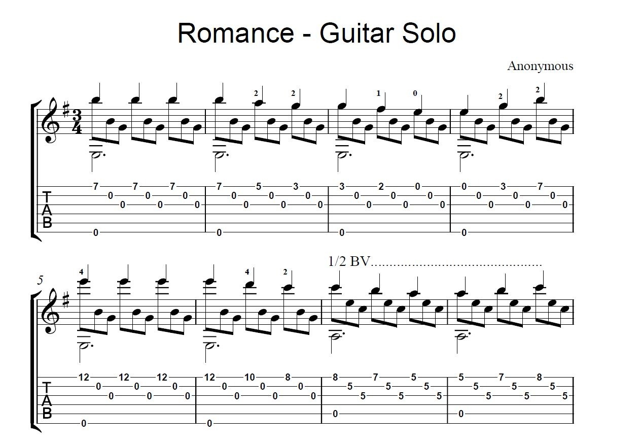 Download Free Guitar Sheet Music Romance Guitar Includes TAB Download Free Guitar Sheet Music Romance Guitar Includes TAB