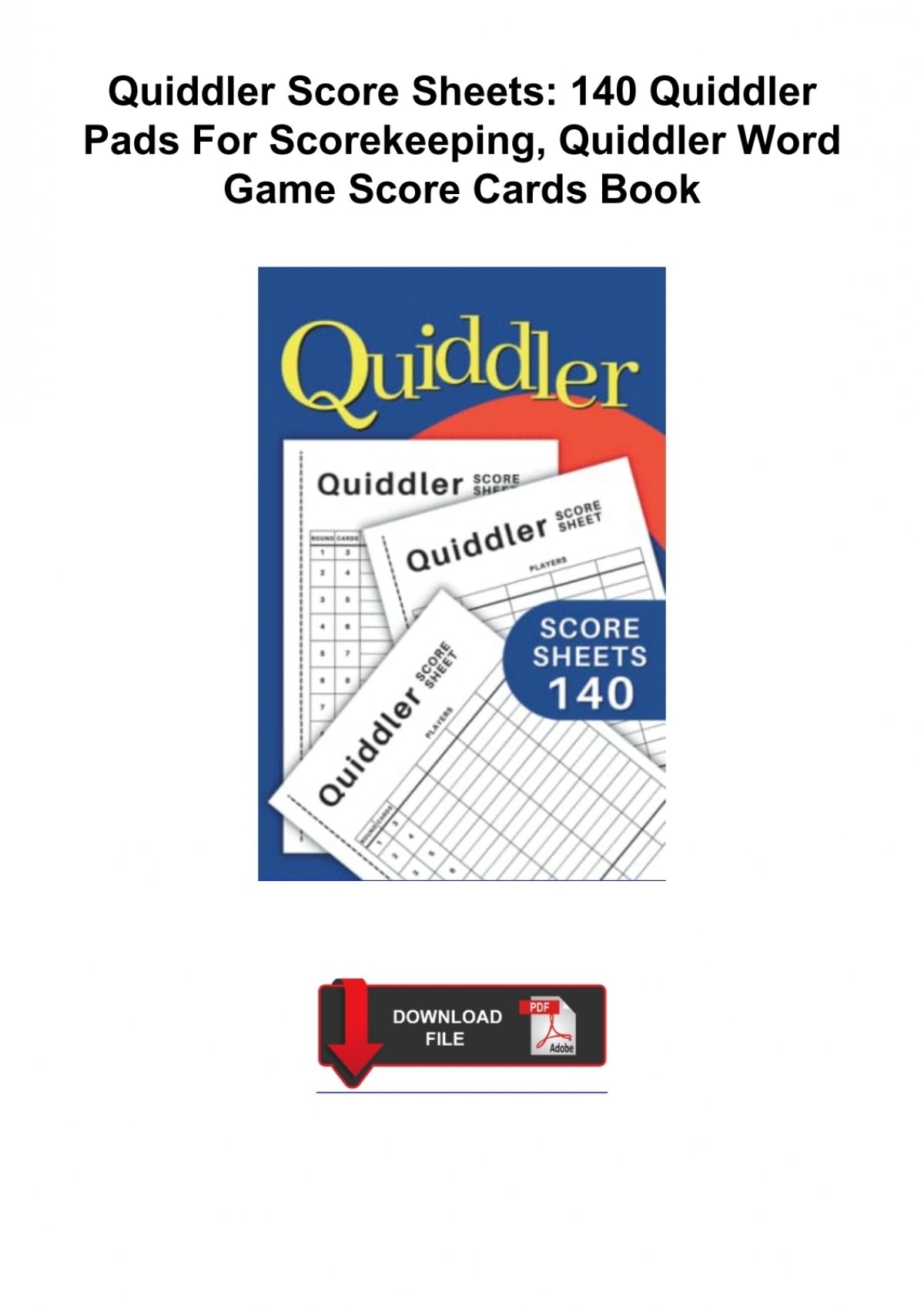 Quiddler Score Sheet Printable Free