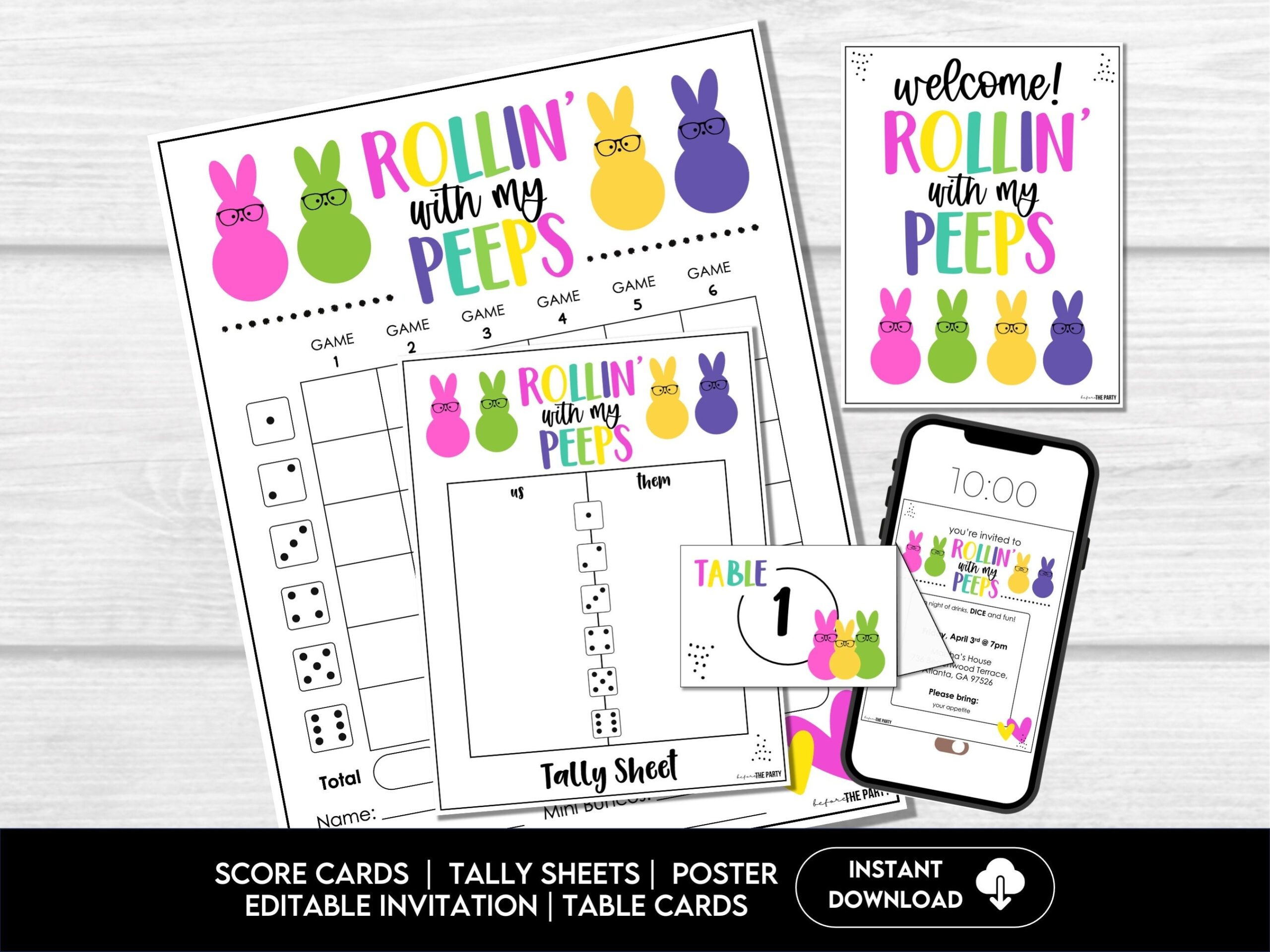 Easter Bunco Score Sheets April Bunco Rollin With My PEEPS Bunco Night Printable Bunco Game Spring Bunco Party Bunco Invitations Etsy