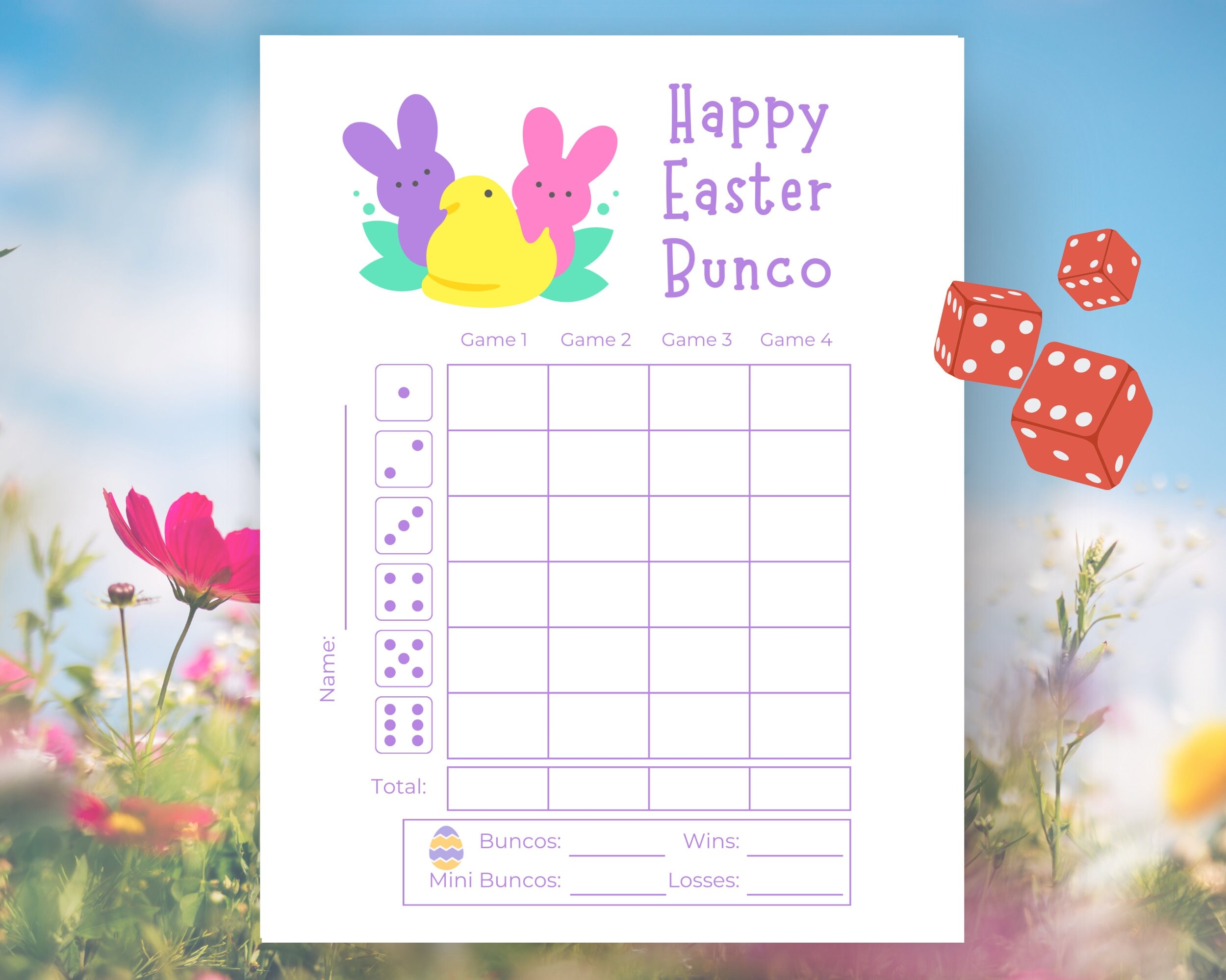 Easter Bunco Score Sheets Easter Bunco Sheets Easter Bunco Game Cards Lucky Bunco Cards Spring Bunco Party Easter Bunco Dice Game Etsy