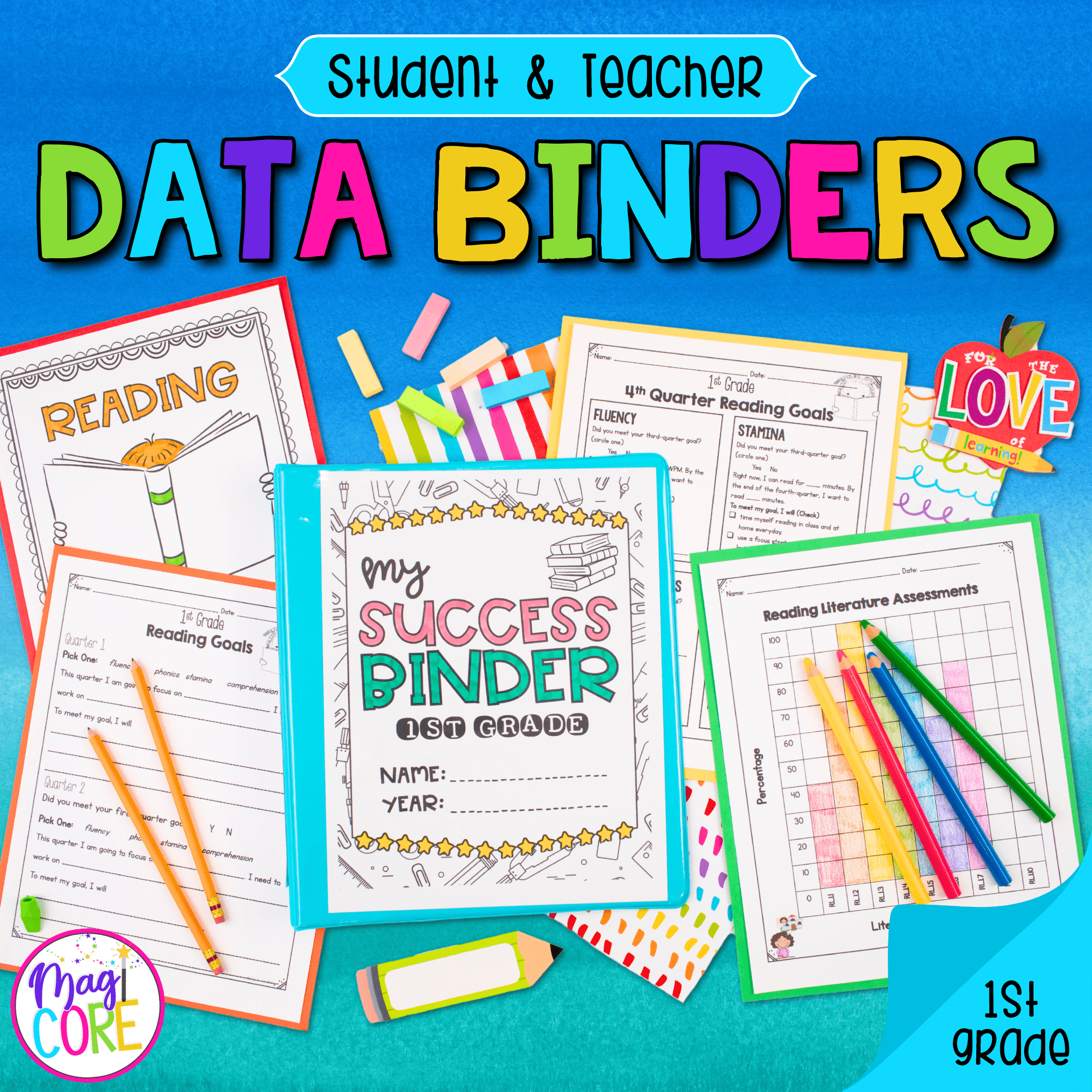 Editable 1st Grade Student Data Tracking Binder MagiCore