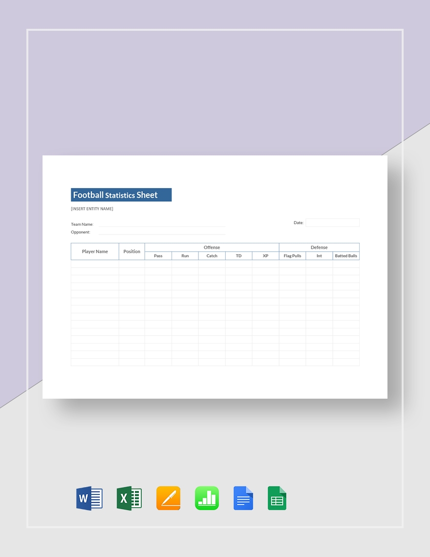 Flag Football Score Sheet Template