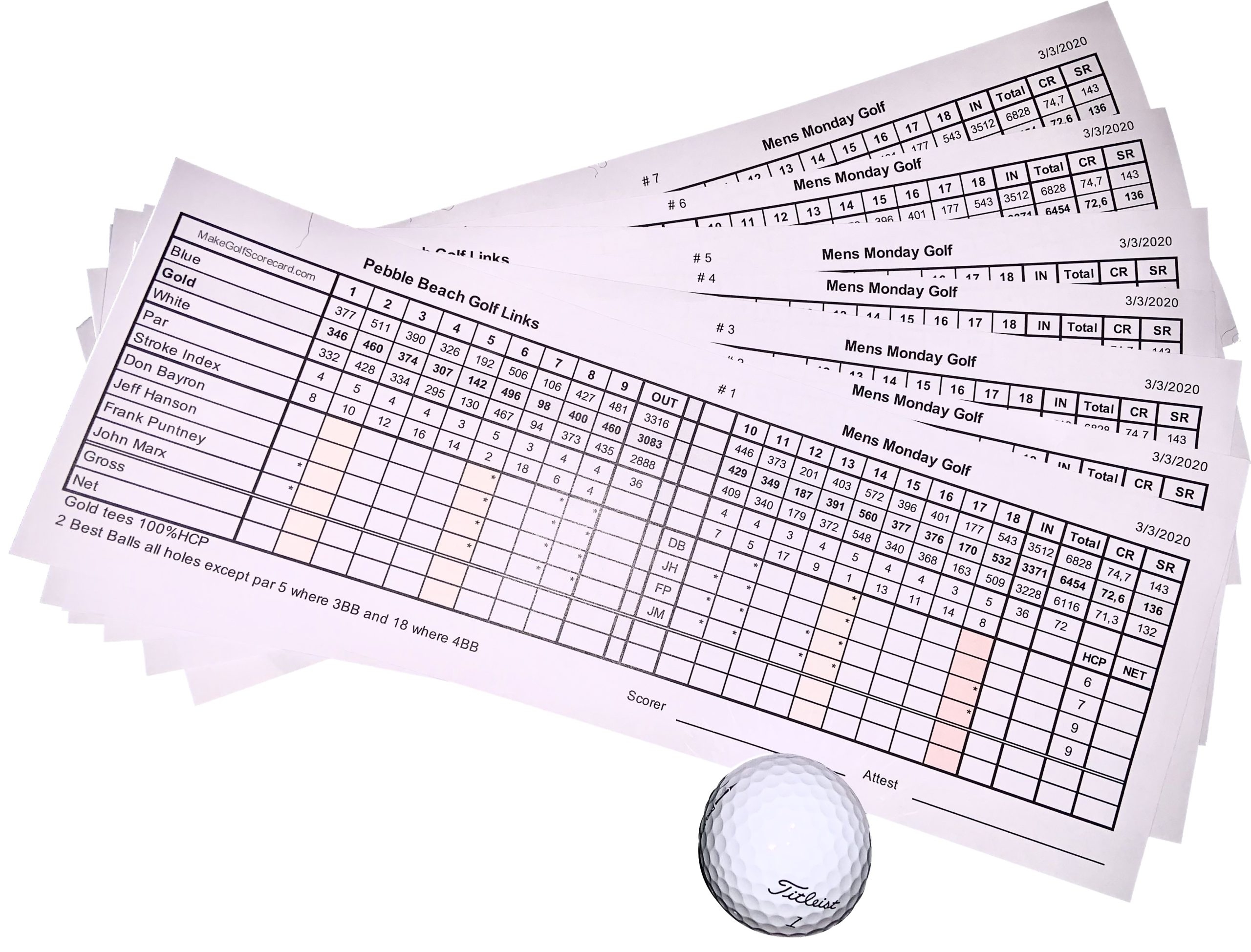 Free Golf Match Score Sheet Edit