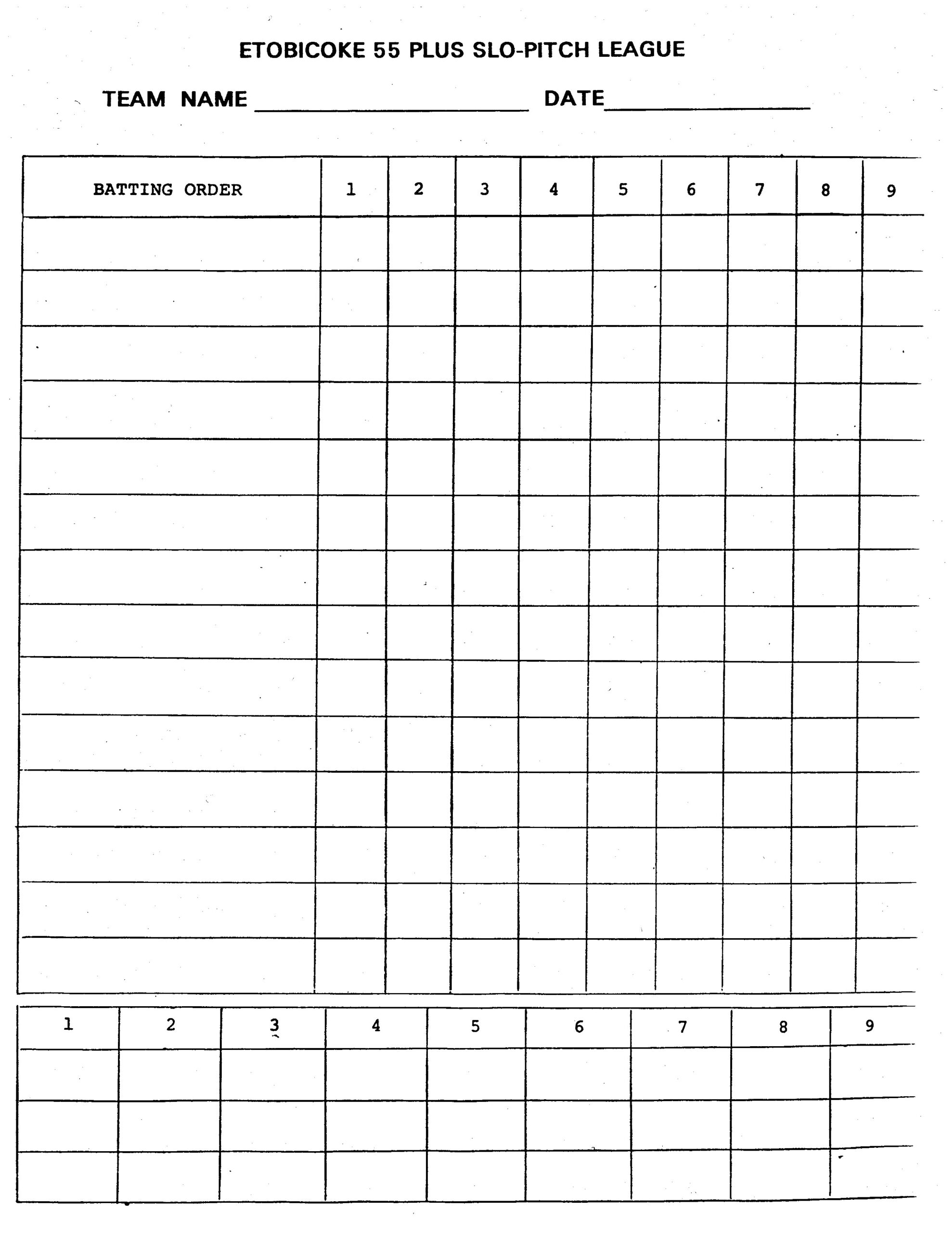 Printable Slo Pitch Score Sheets Printable Slo Pitch Score Sheets