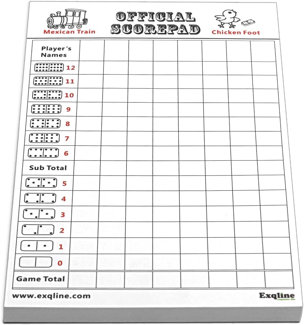 Free Printable Mexican Train Score Sheet