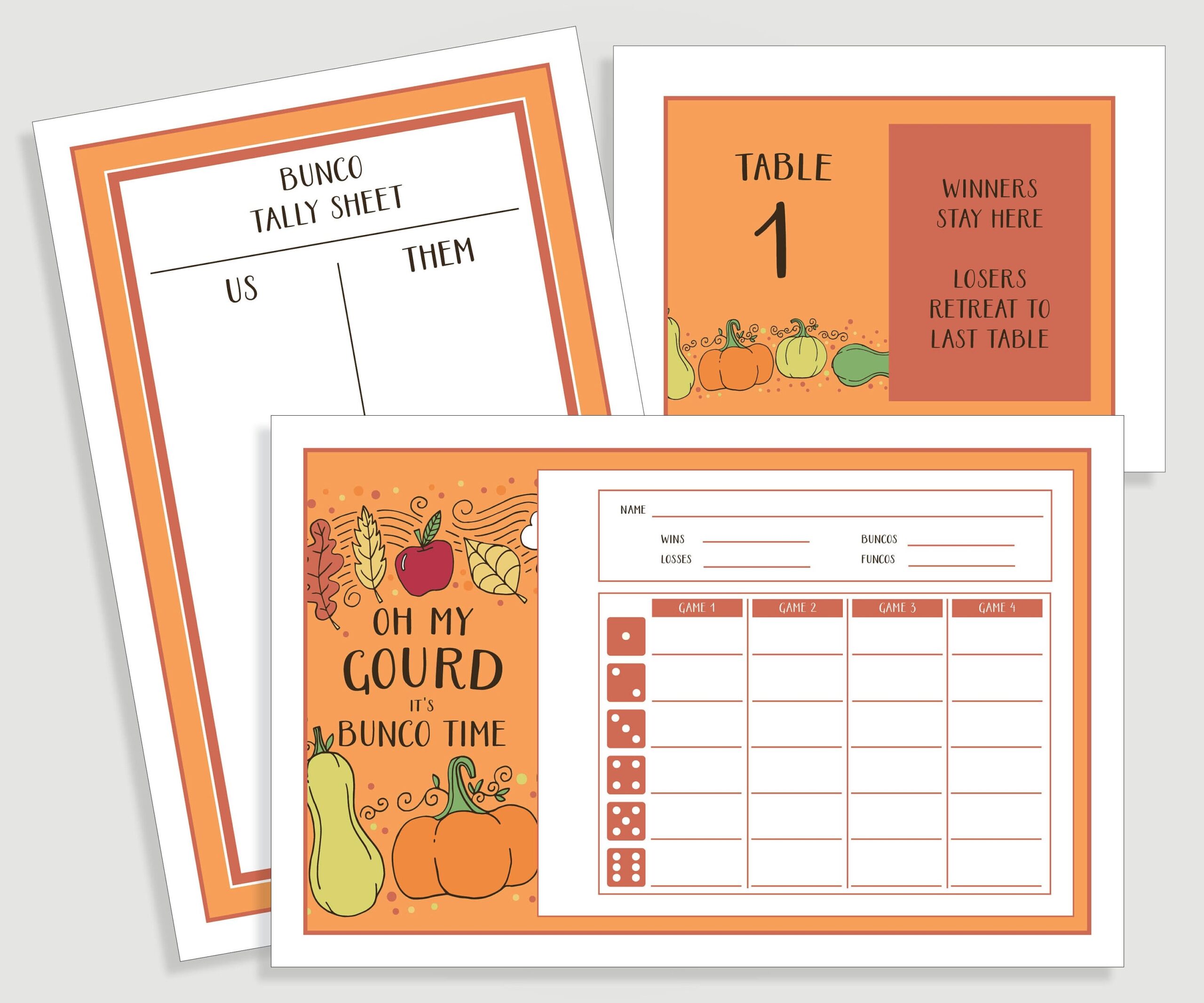 Fall Bunco Score Card Set Thanksgiving Bunco Includes Us Them Tally Sheet And Table Cards Instant Download B09 ID Etsy