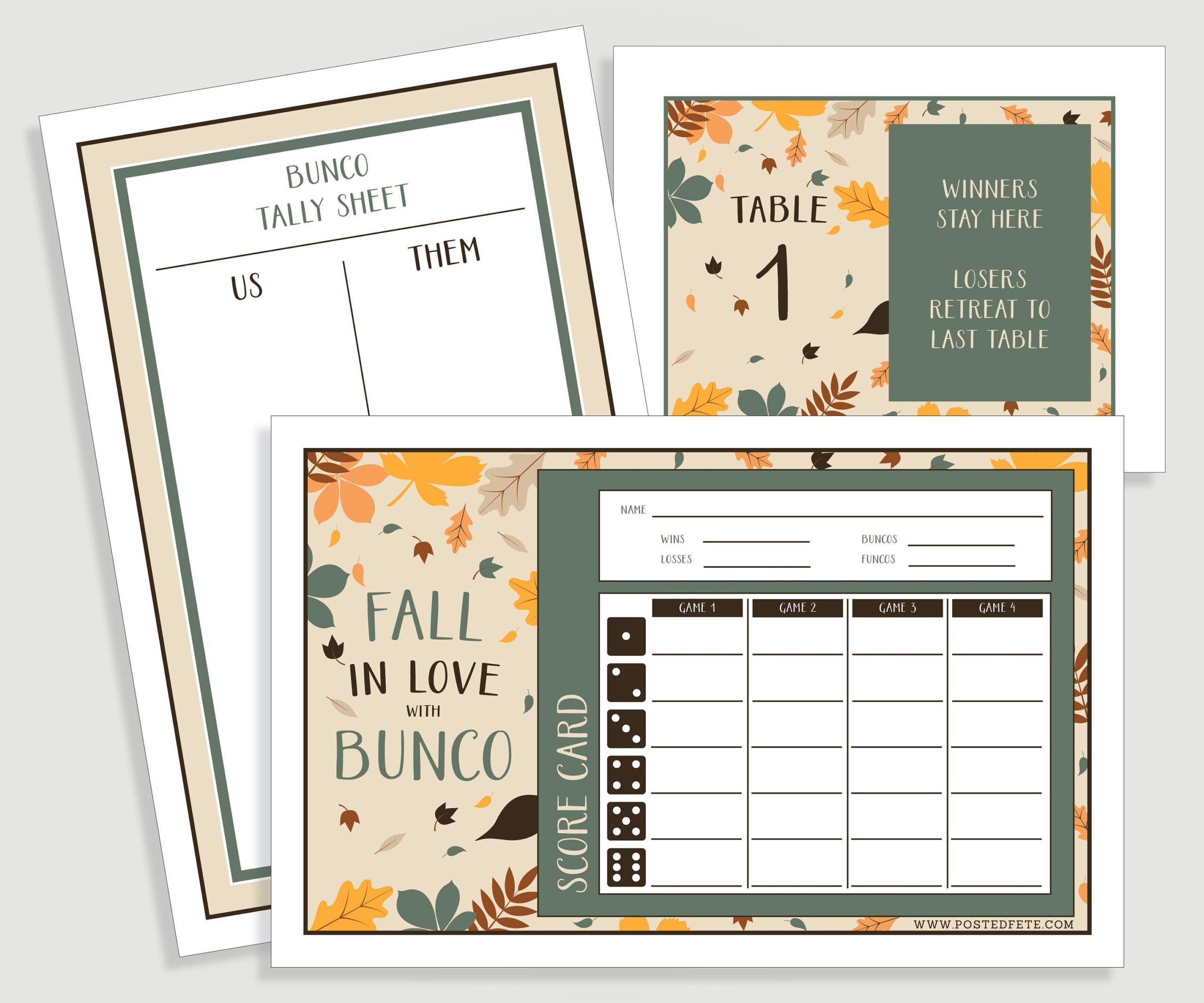 Fall In Love Bunco Score Card Set Fall Bunco Us Them Tally Sheet And Table Cards Instant Download 00113F ID Etsy