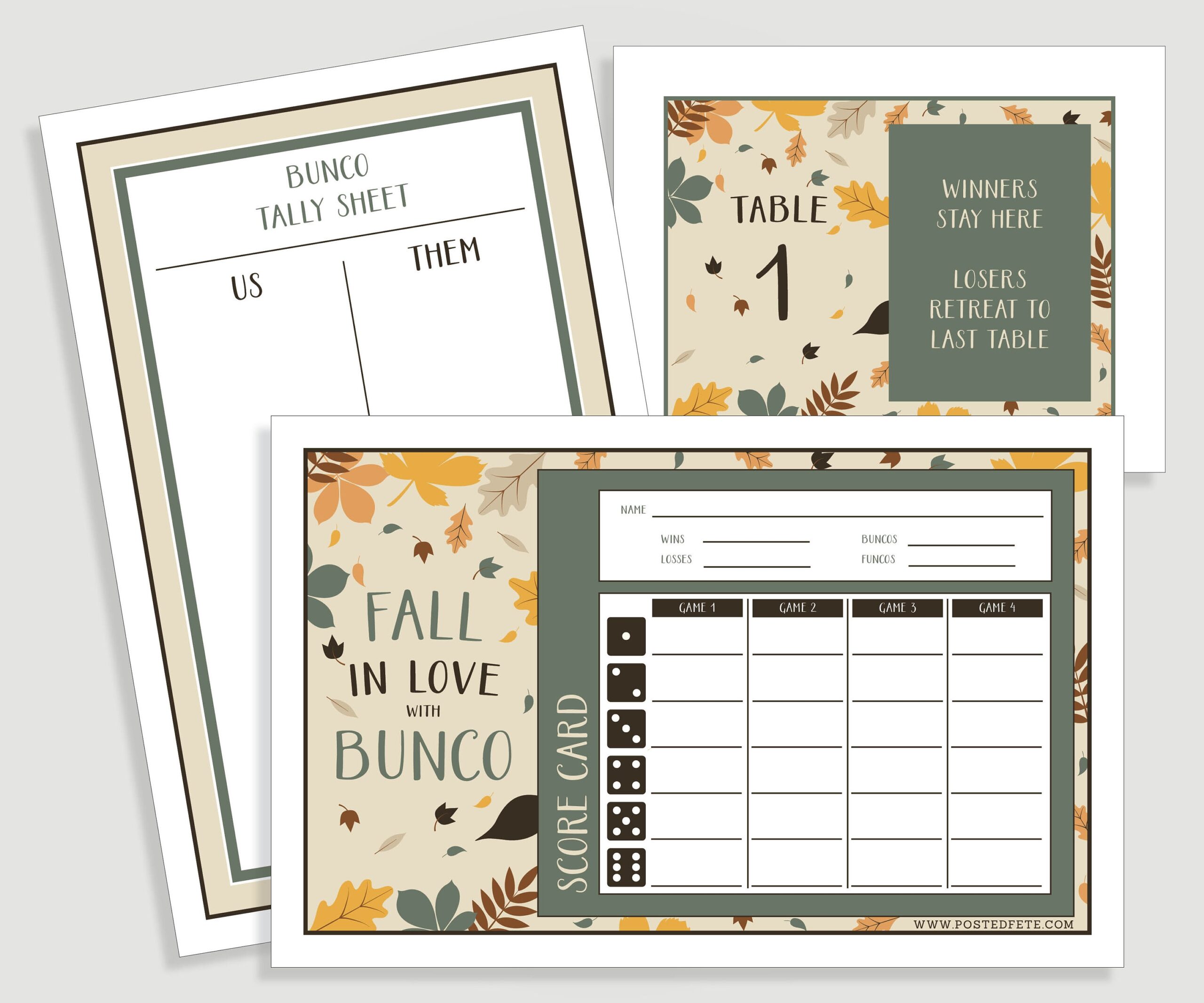 Fall In Love Bunco Score Card Set Fall Bunco Us Them Tally Sheet And Table Cards Instant Download 00113F ID Etsy