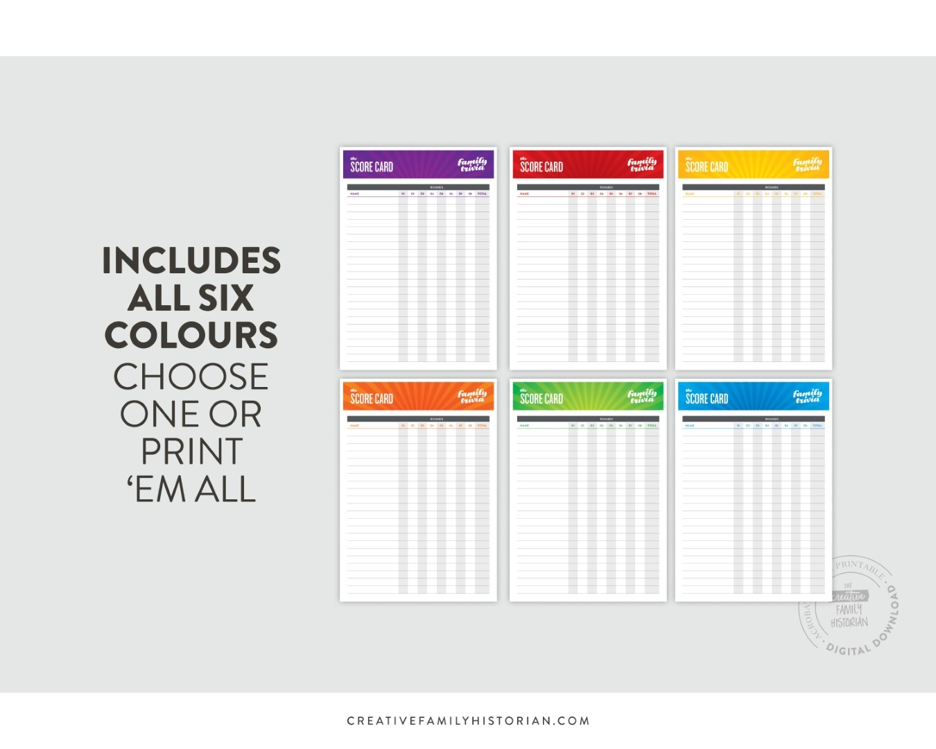 Family Trivia Score Cards Printable For Acrobat Reader The 