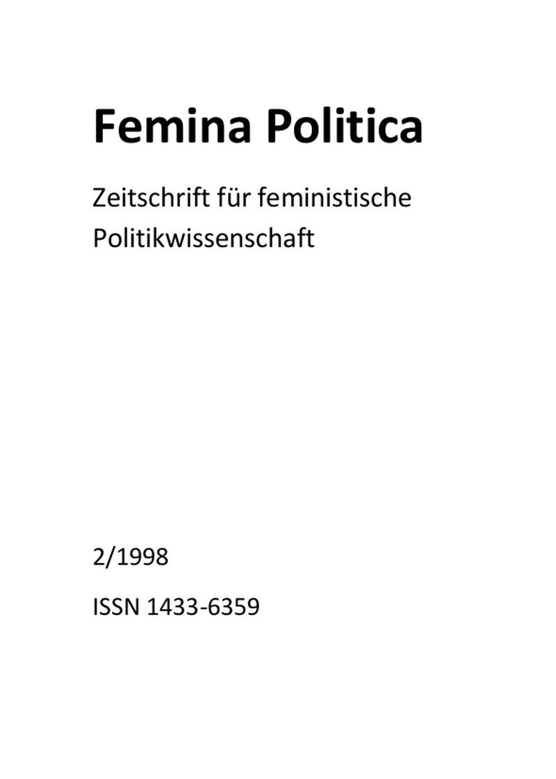 Femina Politica 2 1998 Europ ische Integration Aus Feministischer Perspektive Femina Politica 2 1998 Europ ische Integration Aus Feministischer Perspektive