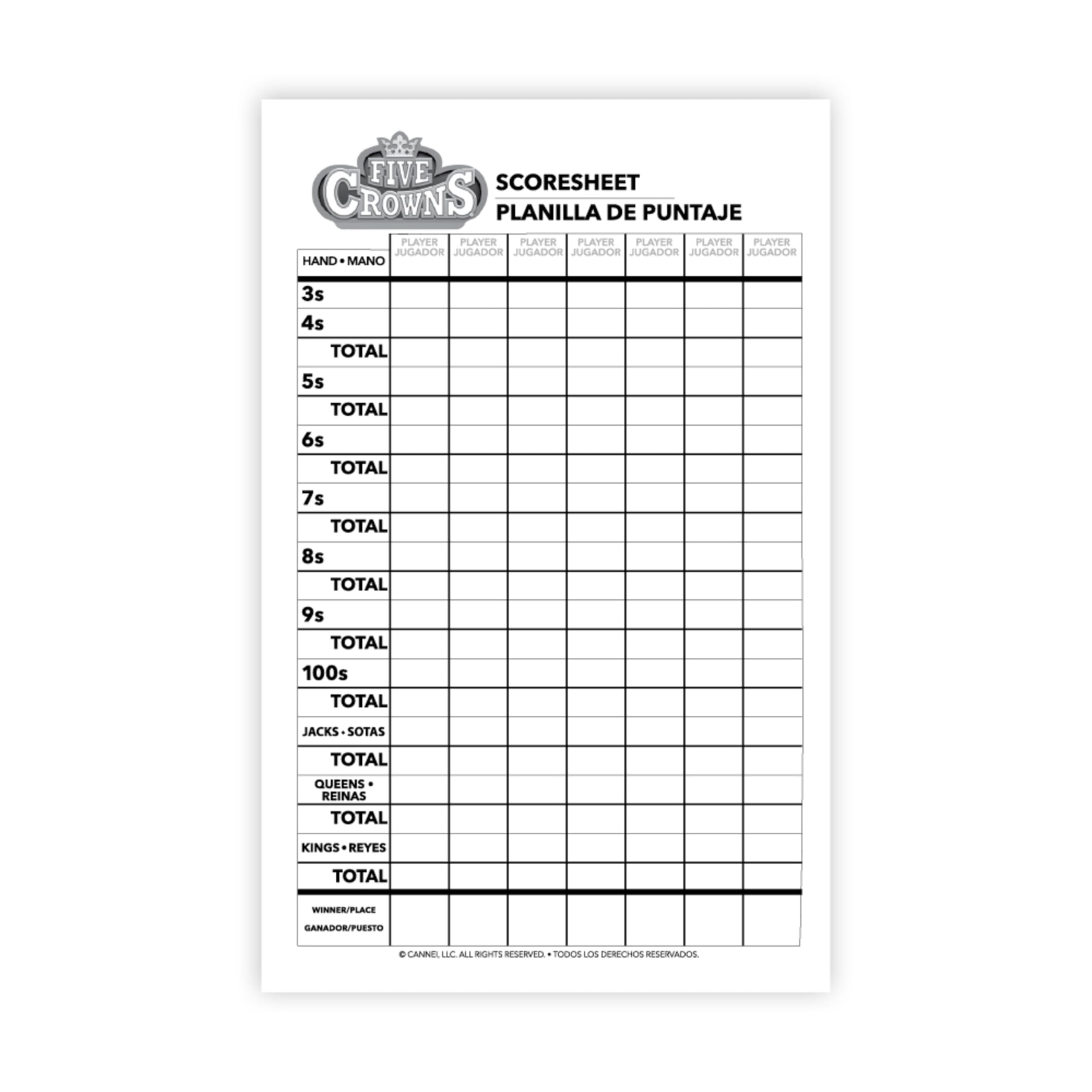 Five Crowns Scorepad 130 Page Replacement Score Sheet Card Game Score Card Tracks 7 Players At Once Gift For Kids Birthday Gifts