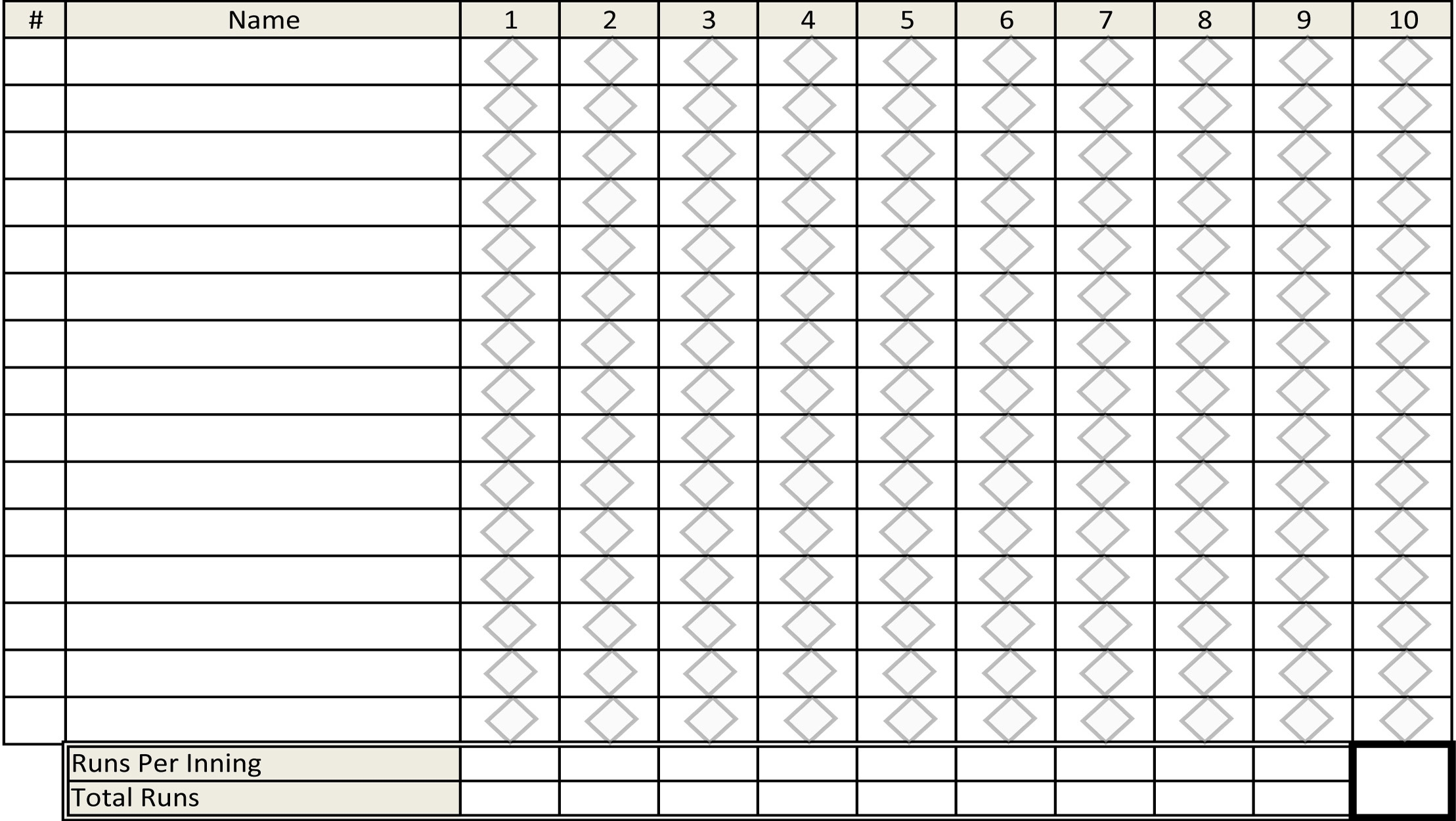 Free Softball Score Sheet Printable Pdf