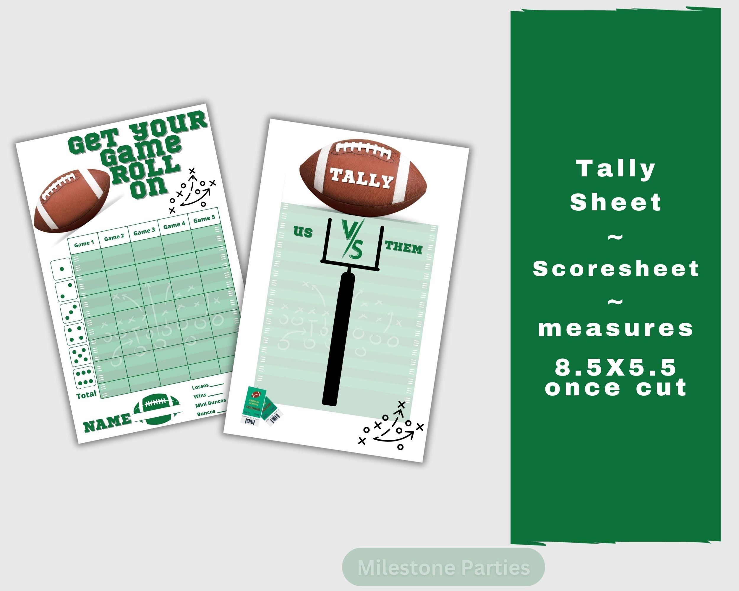 Football Bunco Printable Bunco Score Card February Bunco Touchdown Bunco Printable Bunco Game Day Bunco Instant Download Etsy