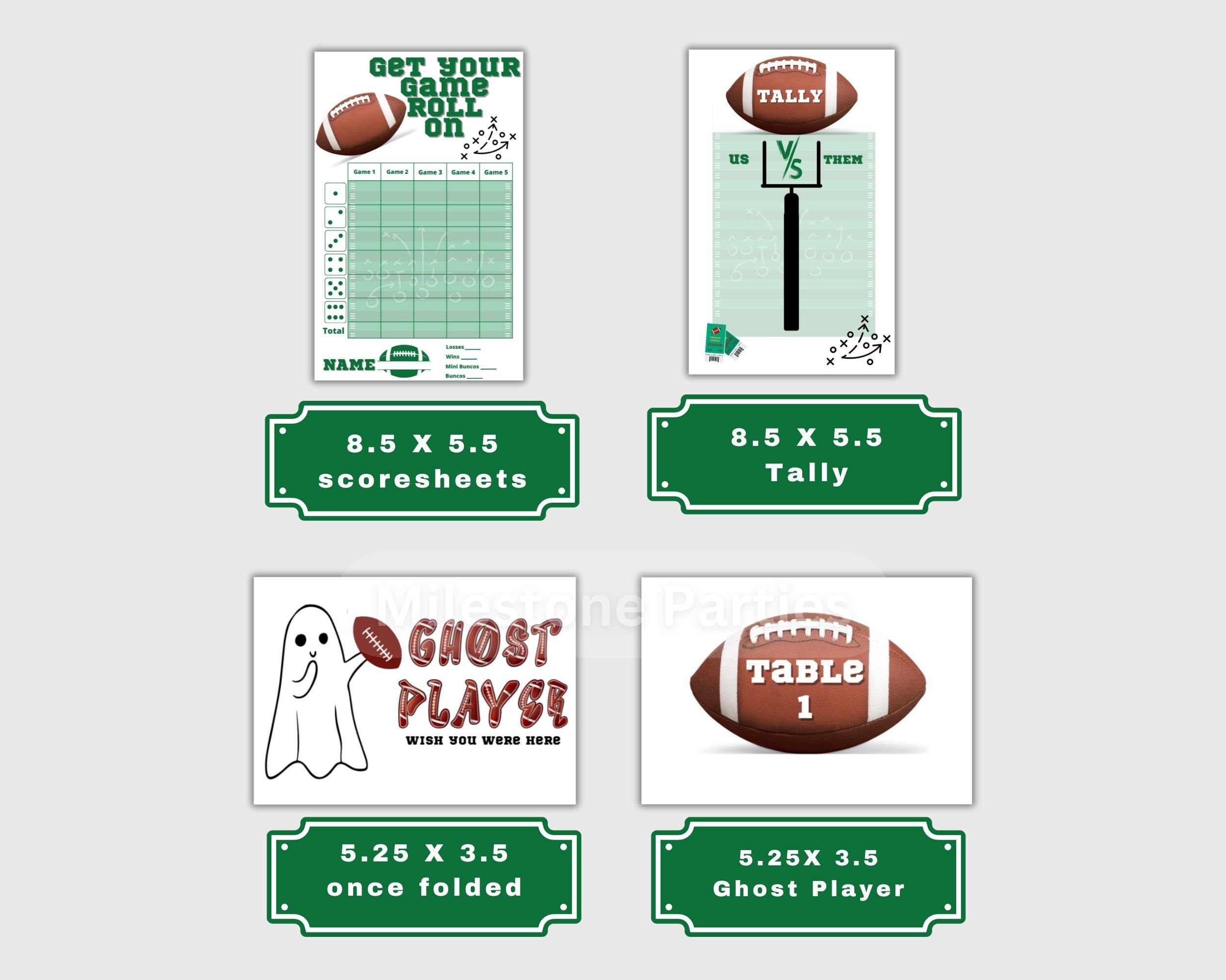 Tailgate Themed Bunco Score Sheets