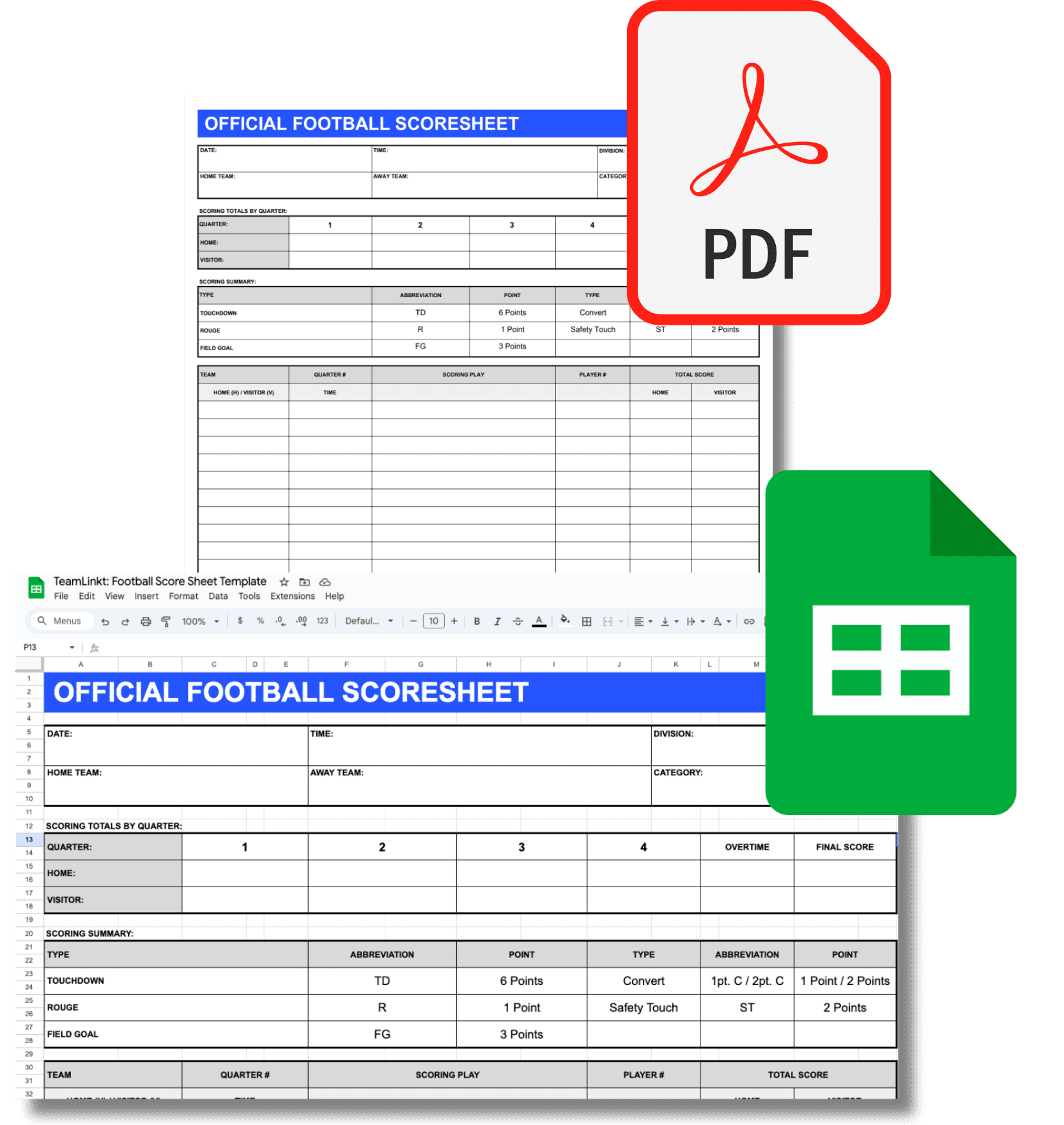 Football Score Summary Sheet Template