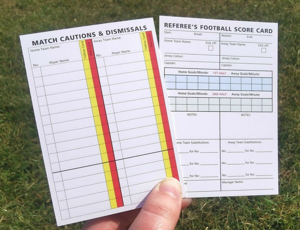 Football Soccer Referee Match Report Sheet Pad Record Score Card Football Soccer Referee Match Report Sheet Pad Record Score Card