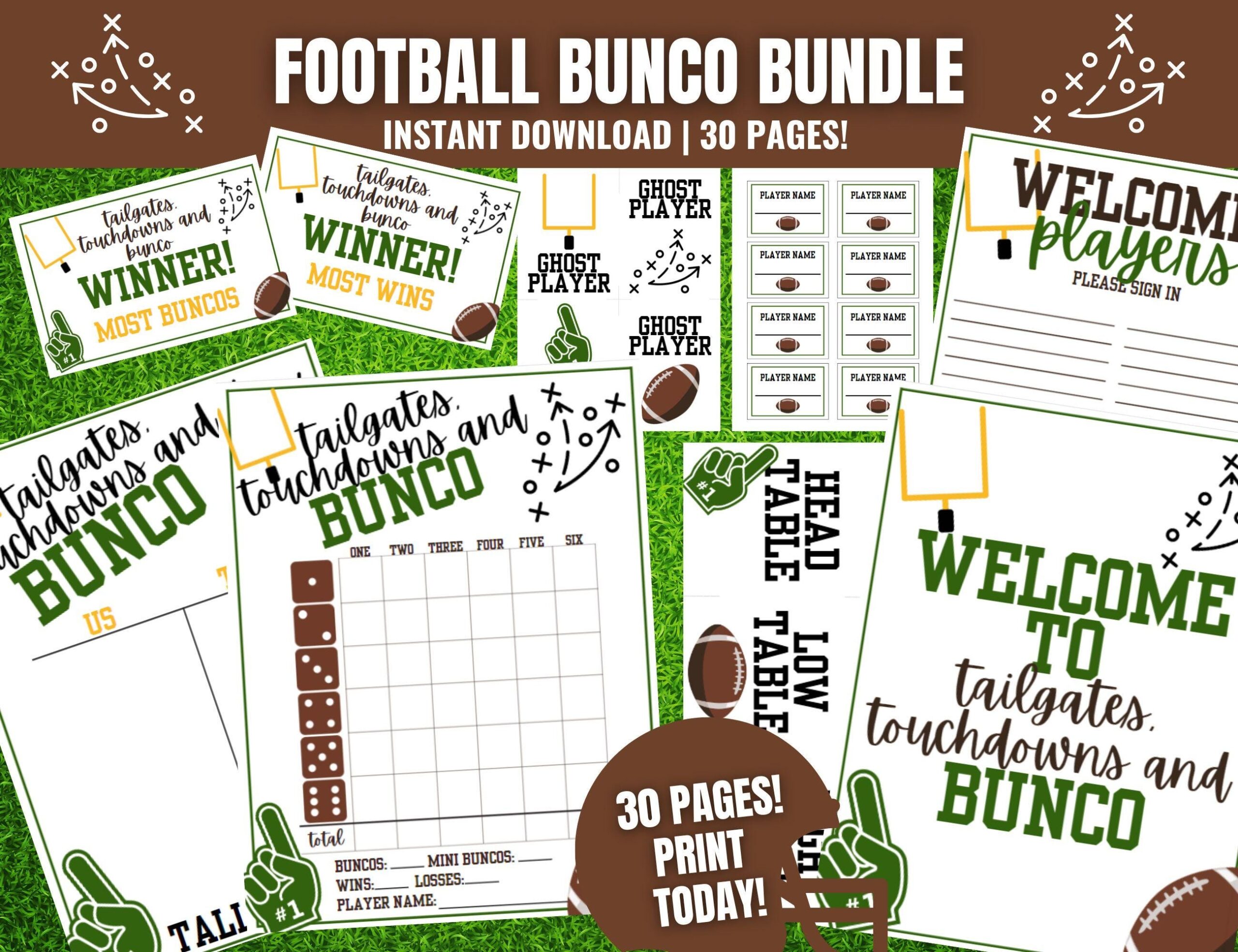 Football Tailgate Bunco Sheets Etsy