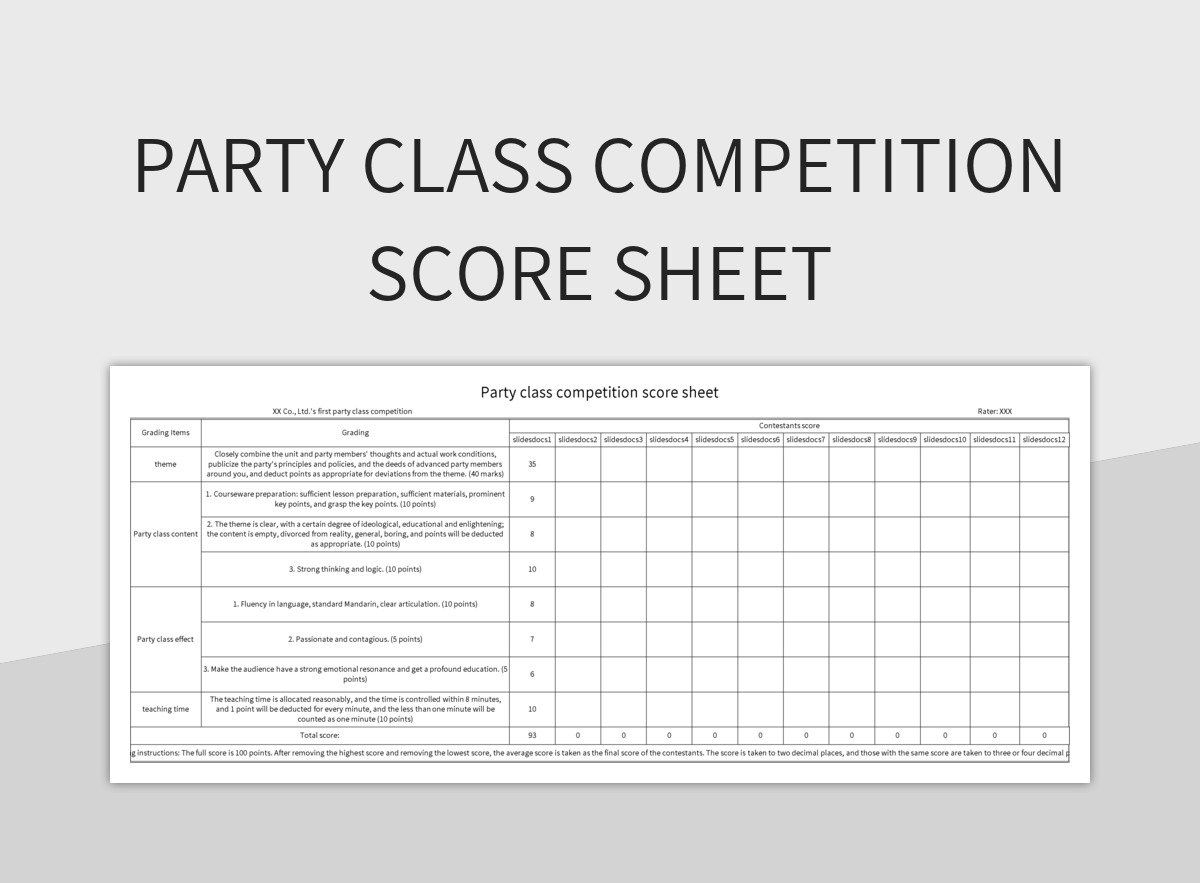 Singing Competition Score Sheet Template Singing Competition Score Sheet Template