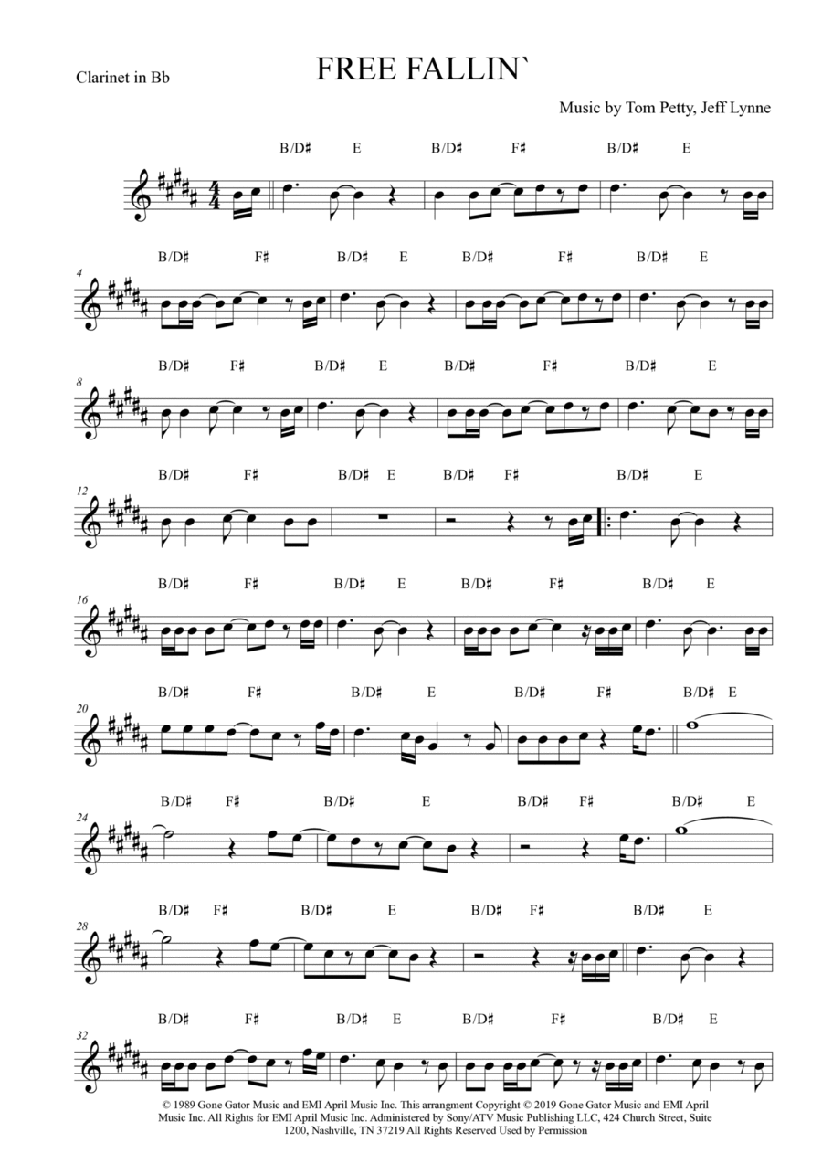 Free Fallin By John Mayer Clarinet Solo Digital Sheet Music Sheet Music Plus Free Fallin By John Mayer Clarinet Solo Digital Sheet Music Sheet Music Plus