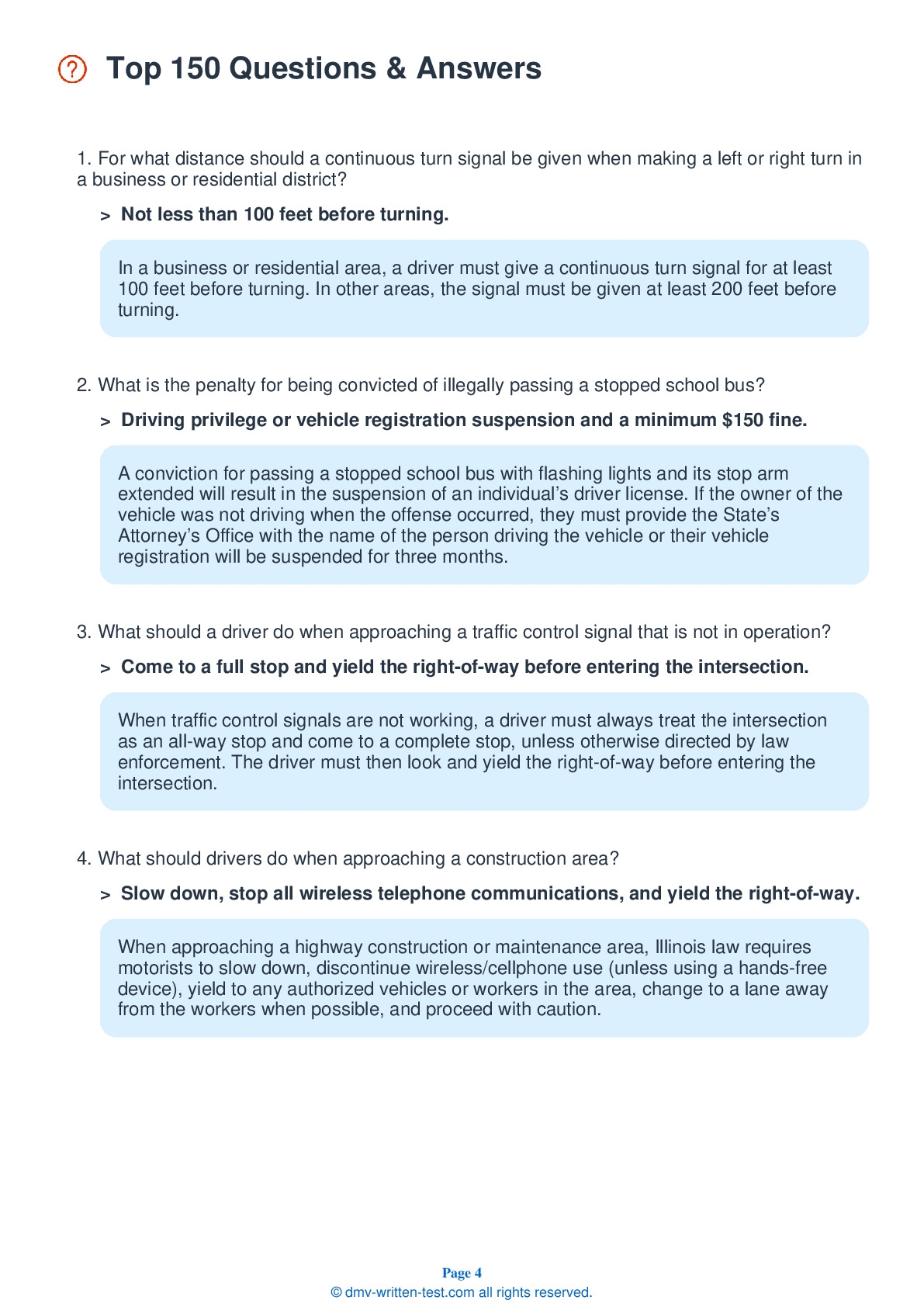 Road Test Score Sheet Blue Illinois