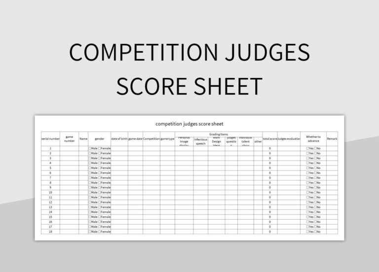 Free Judging Templates For Google Sheets And Microsoft Excel Slidesdocs