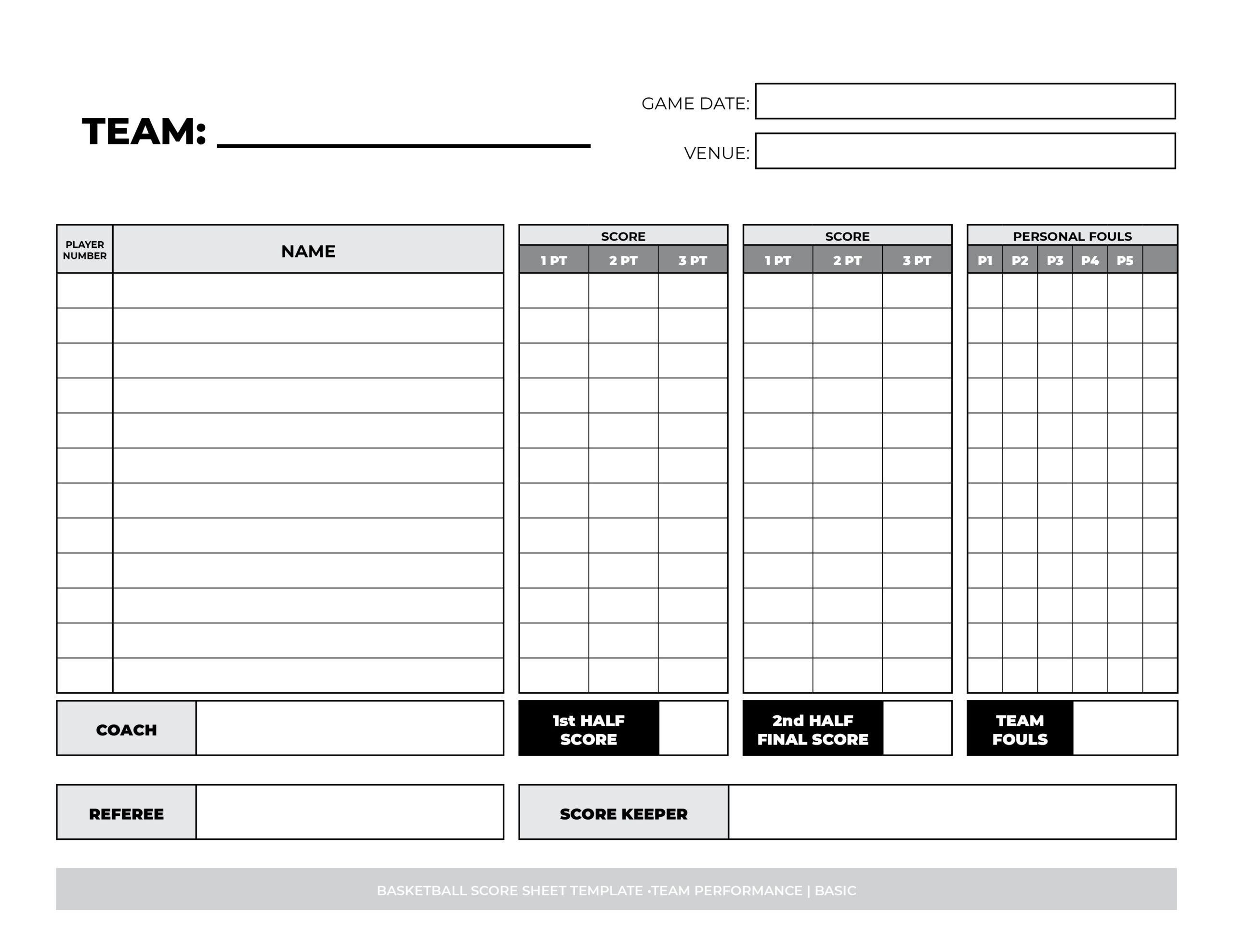 Free Printable Basketball Score Sheets For Basketball Leagues 