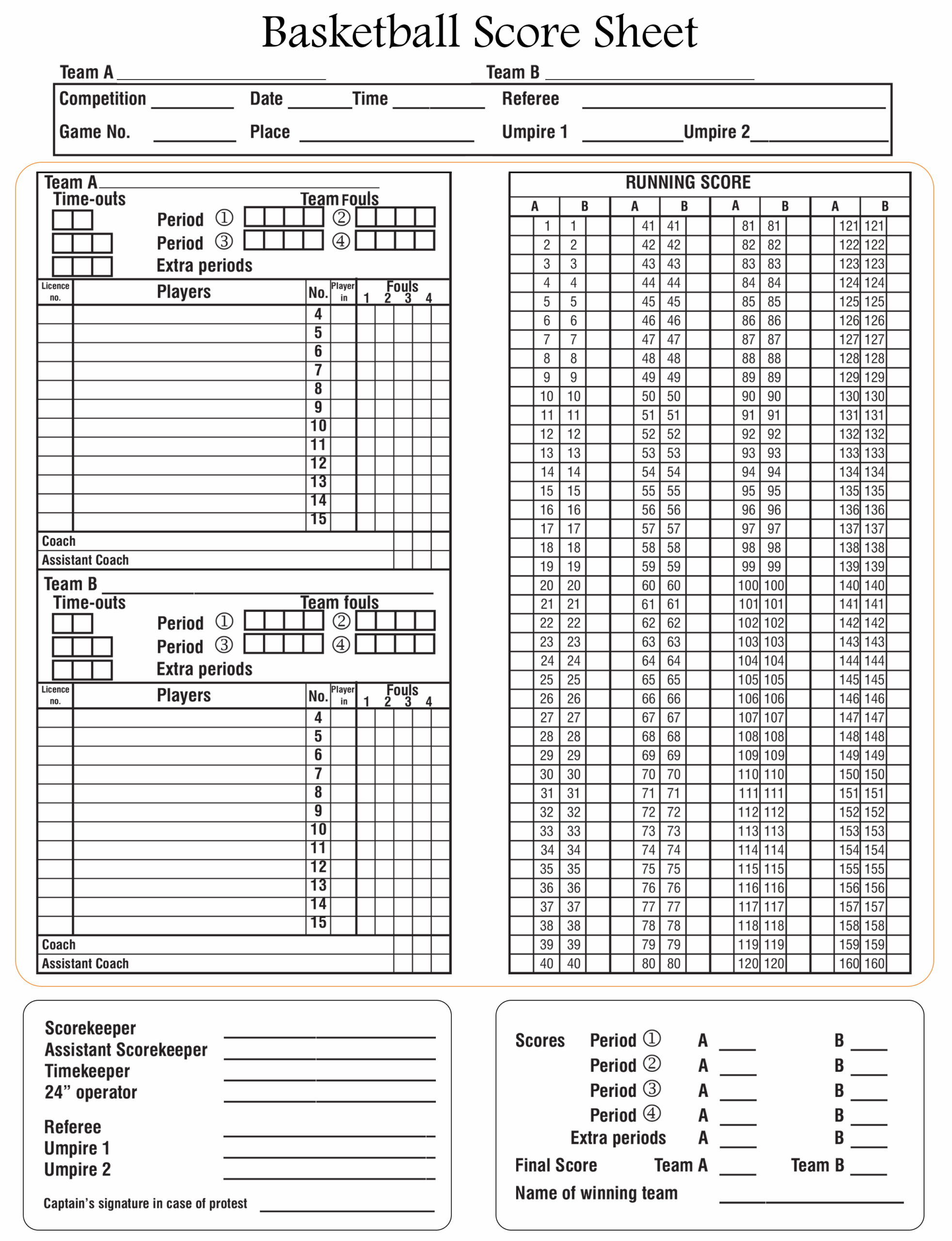 Free Printable Basketball Score Sheets For Basketball Leagues Printerfriendly
